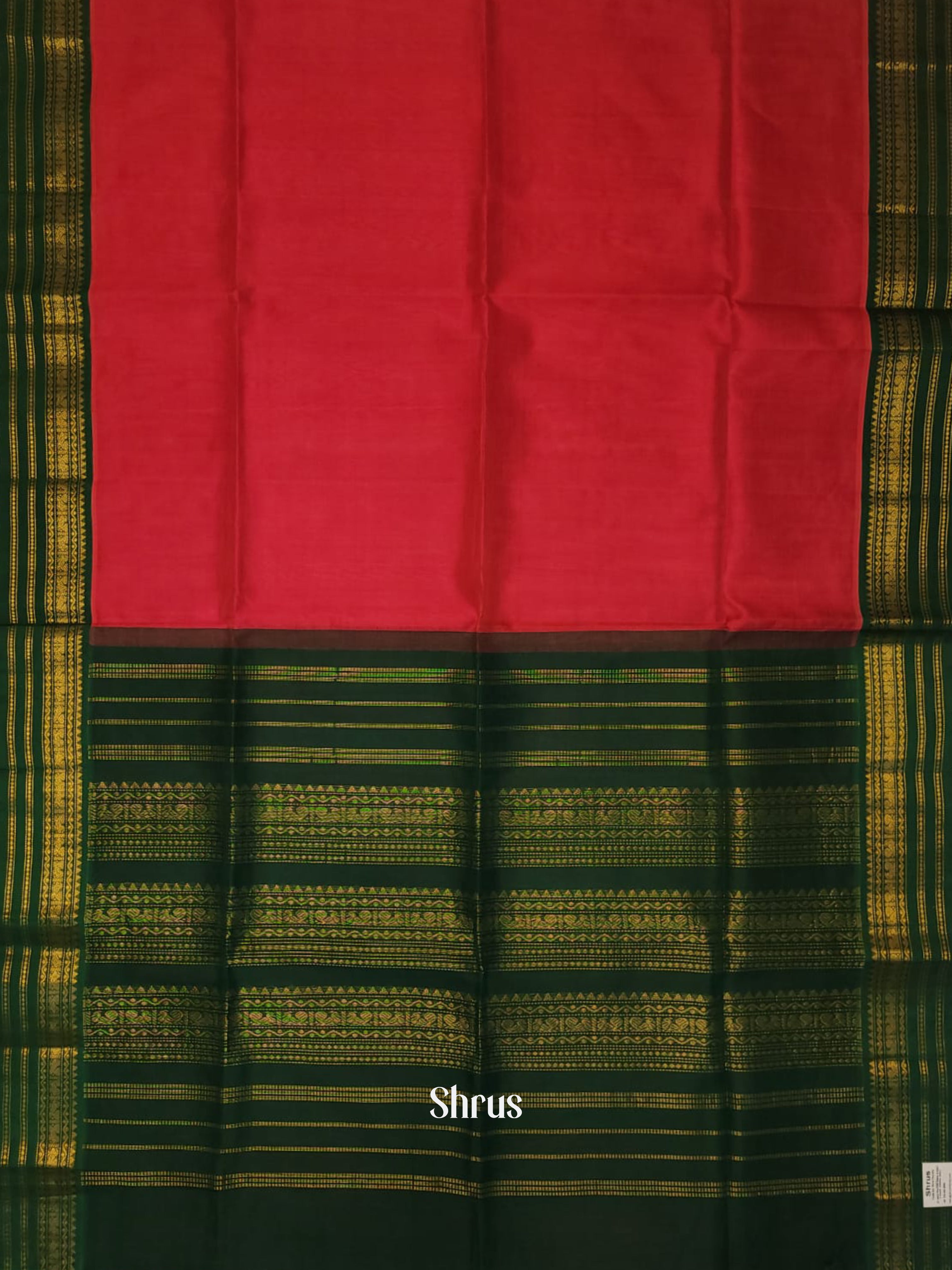 Red & Green - Silk Cotton Saree - Shop on ShrusEternity.com