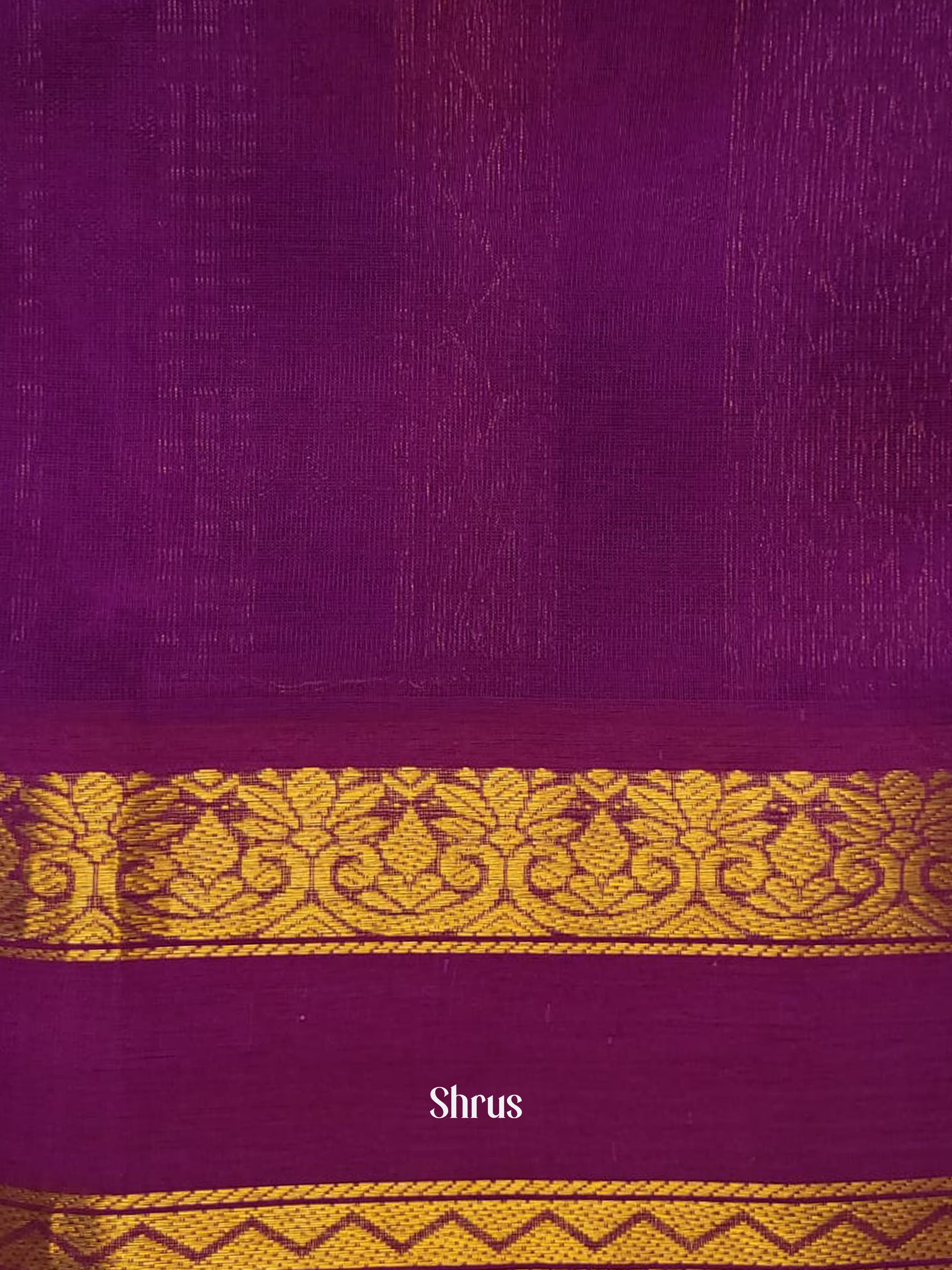 Yellow & Purple - Silk Cotton Saree - Shop on ShrusEternity.com