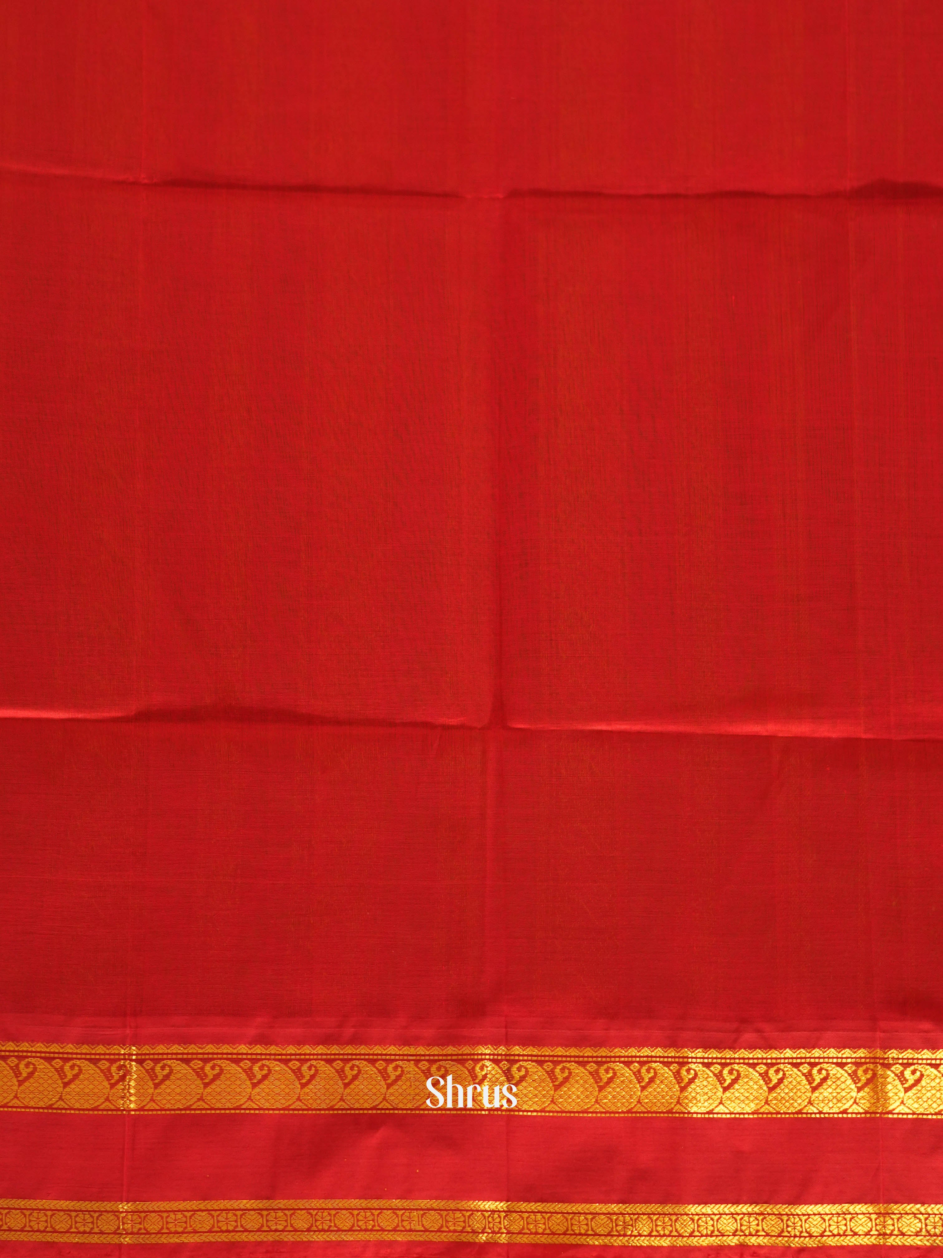 Green & Red - Silk Cotton Saree - Shop on ShrusEternity.com