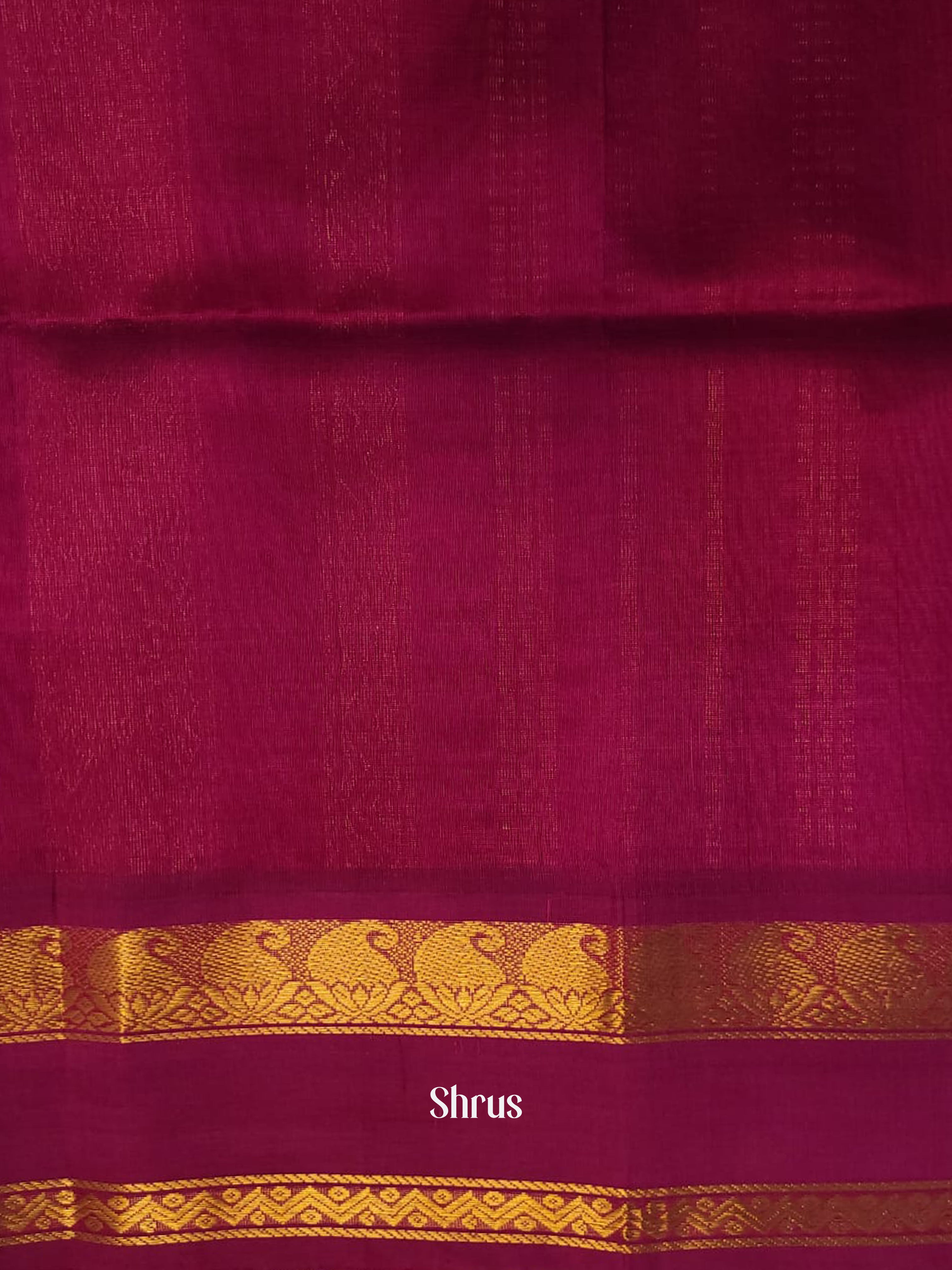 Bottle Green & Pink - Silk Cotton Saree - Shop on ShrusEternity.com