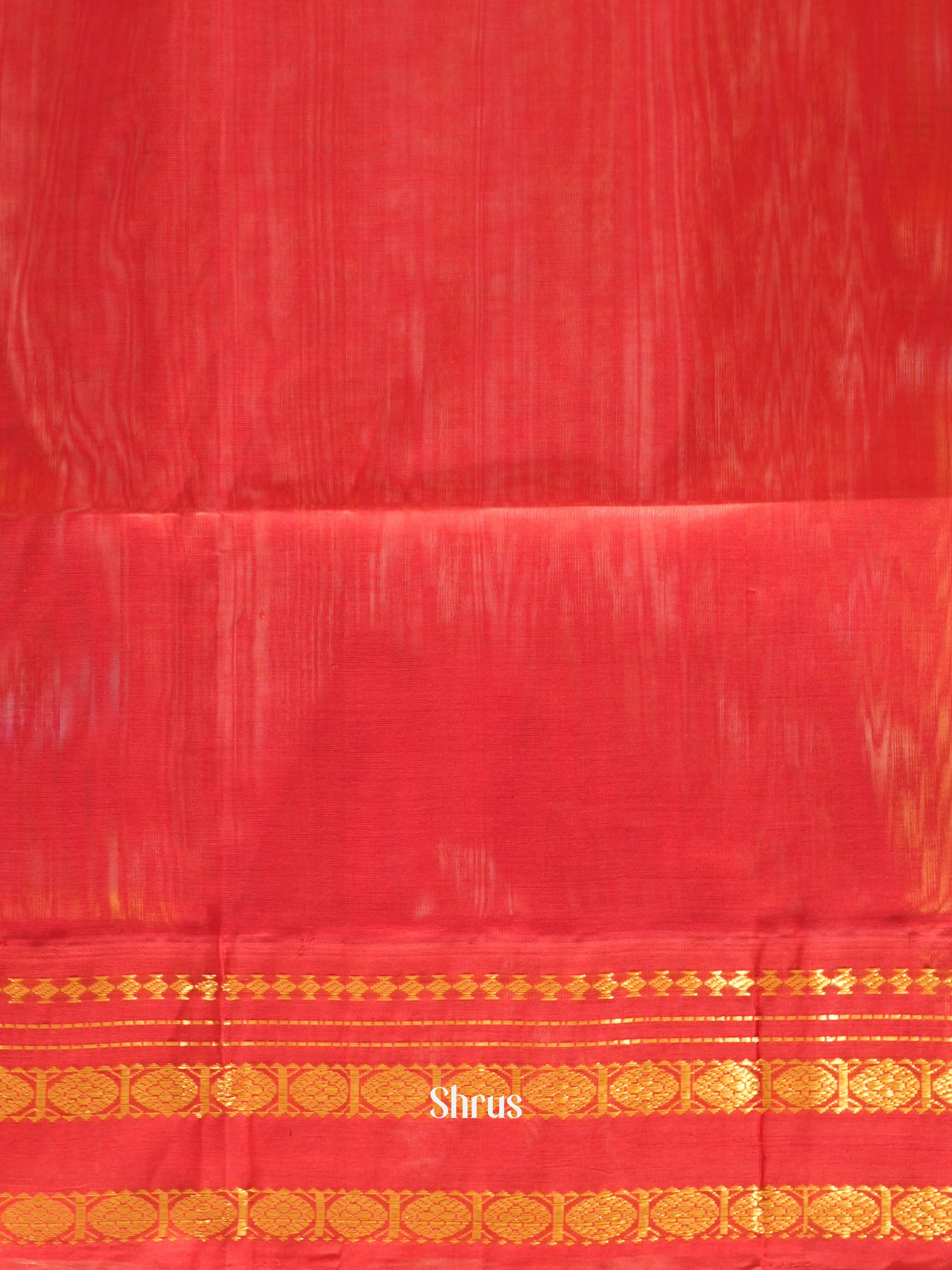 Beige & Red - Silk Cotton Saree - Shop on ShrusEternity.com