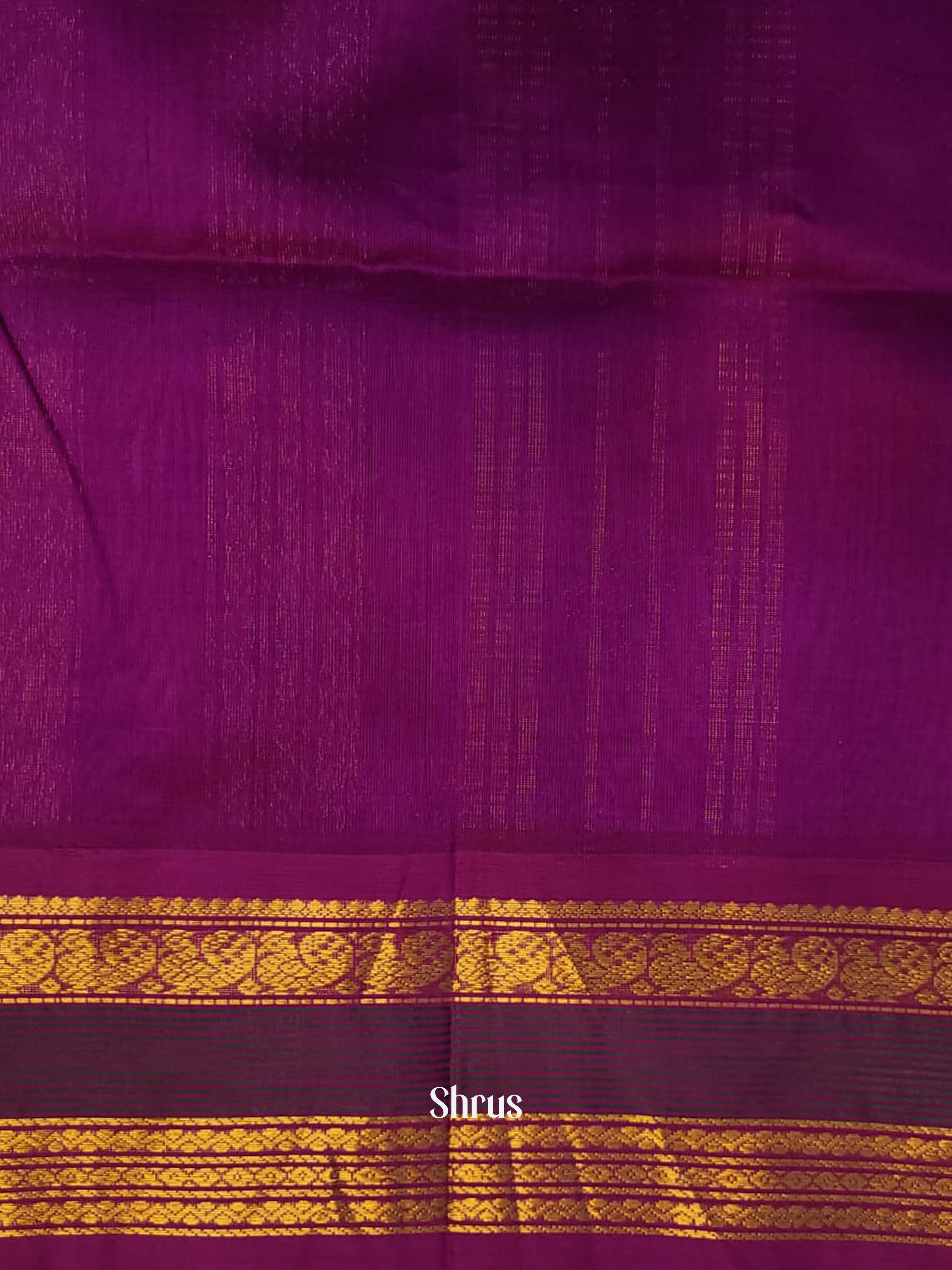 Bottle Green & Purple - Silk Cotton Saree - Shop on ShrusEternity.com