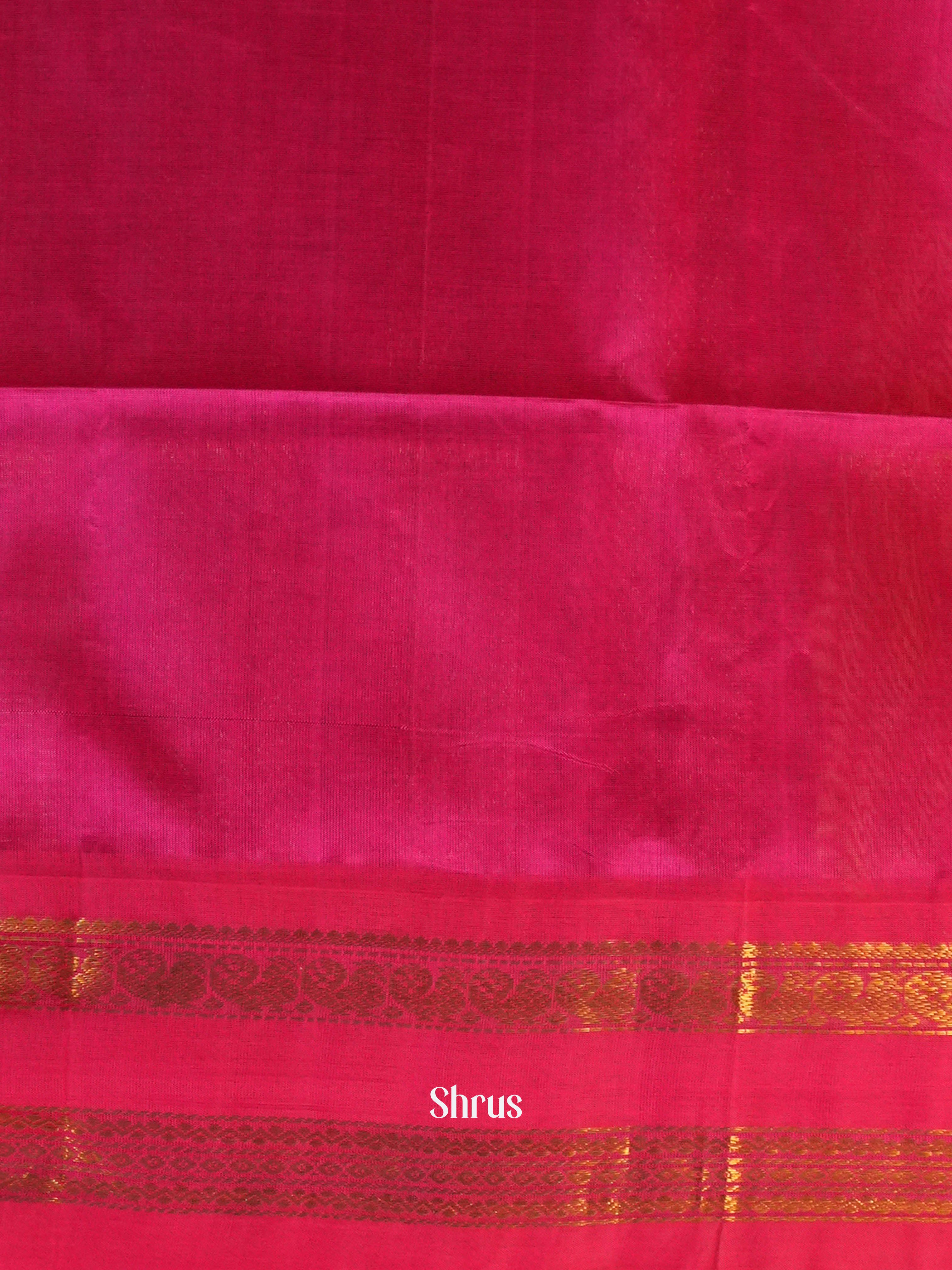 Blue & Pink - Silk Cotton Saree - Shop on ShrusEternity.com