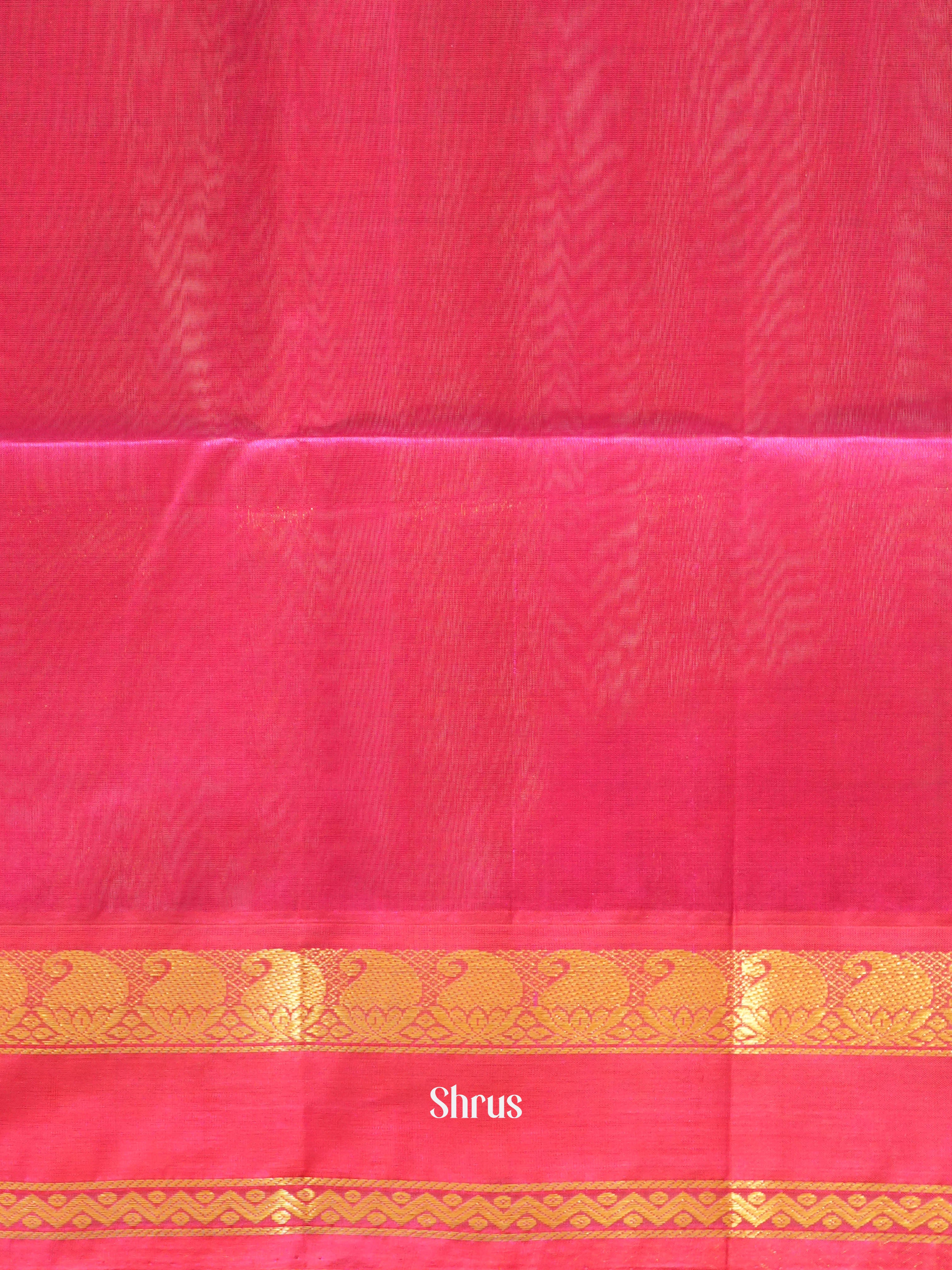Blue & Pink - Silk Cotton Saree - Shop on ShrusEternity.com