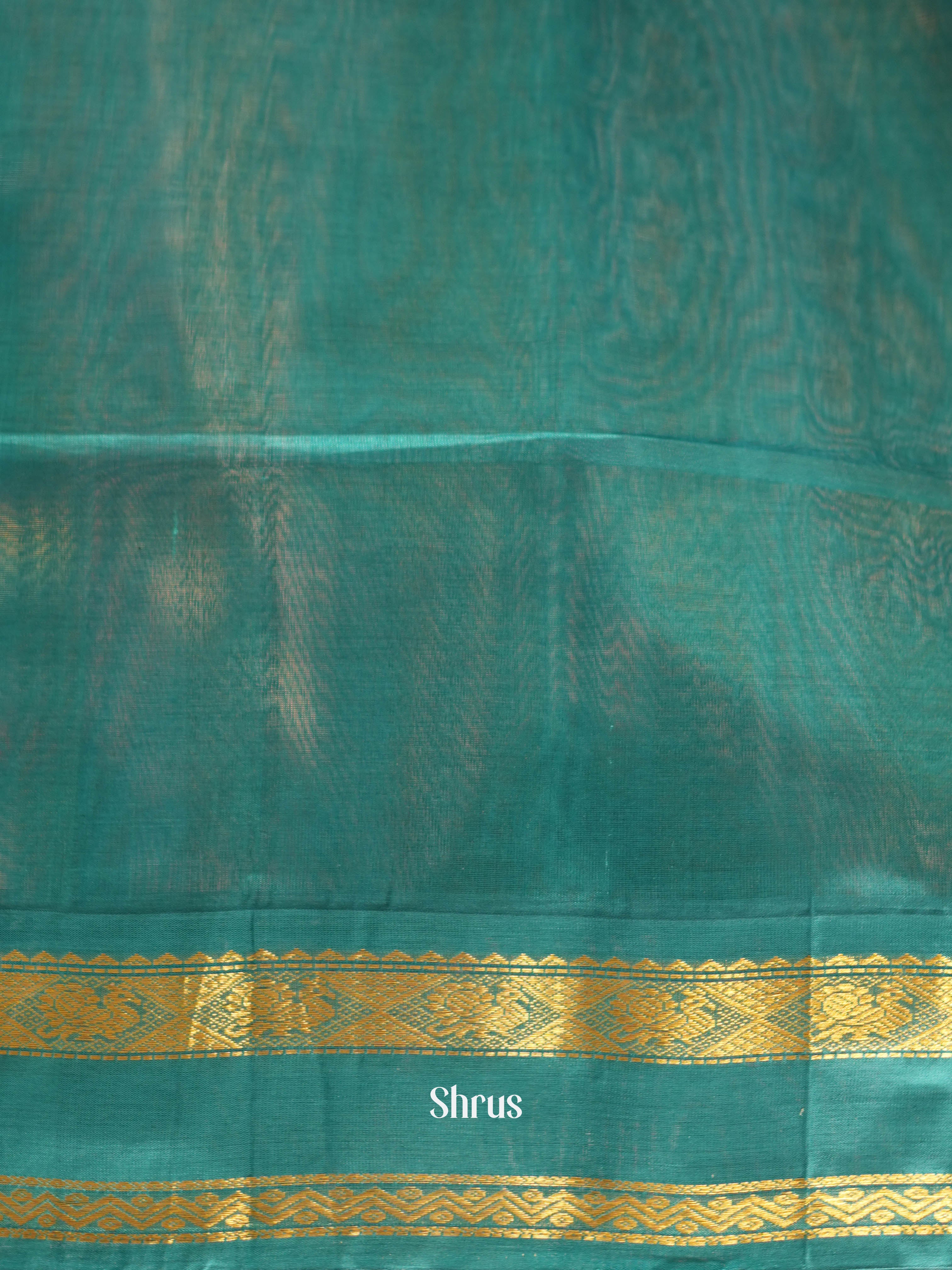 Purple & Teal - Silk Cotton Saree - Shop on ShrusEternity.com