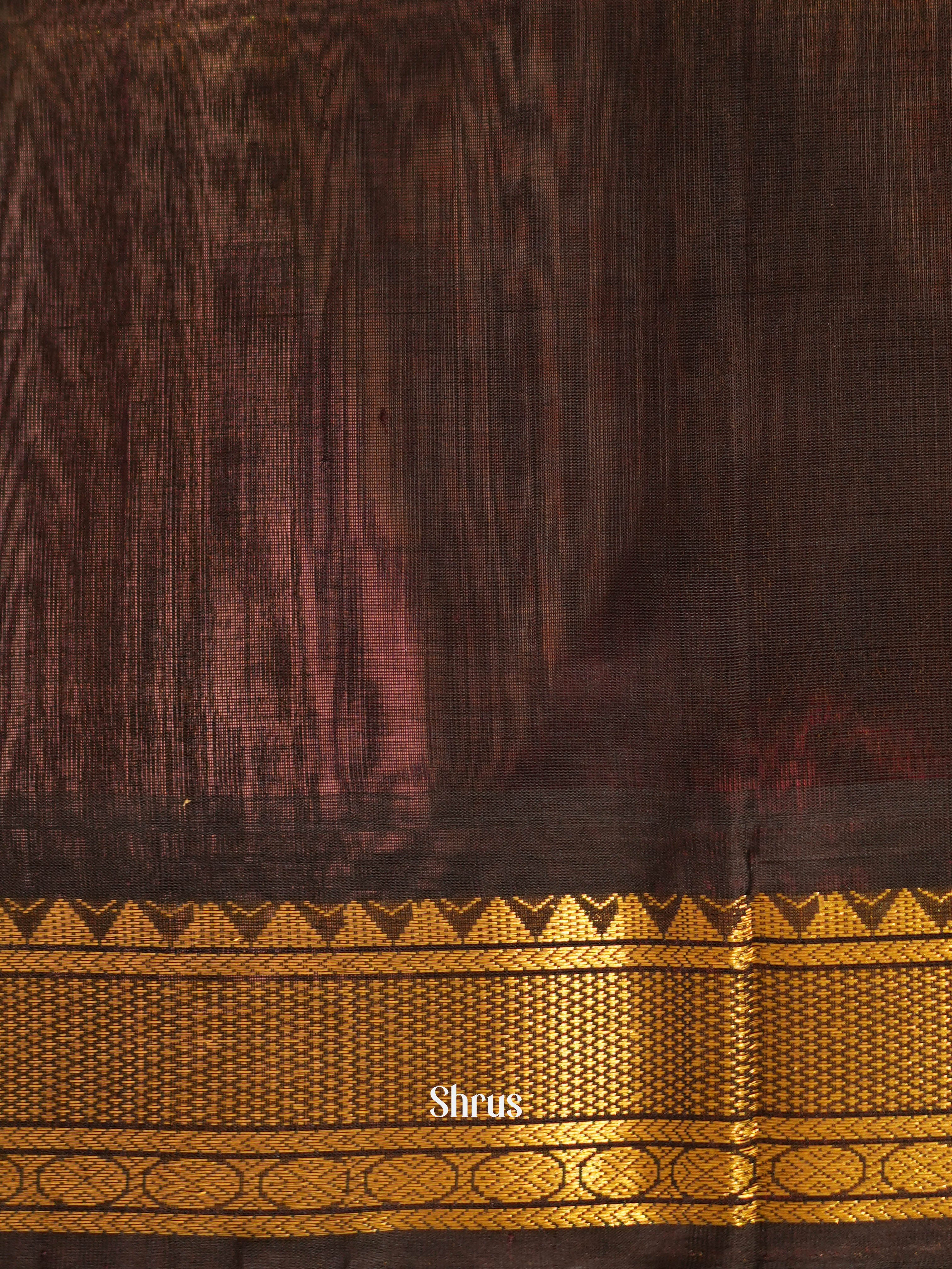 Blue & Brown - Silk Cotton Saree - Shop on ShrusEternity.com
