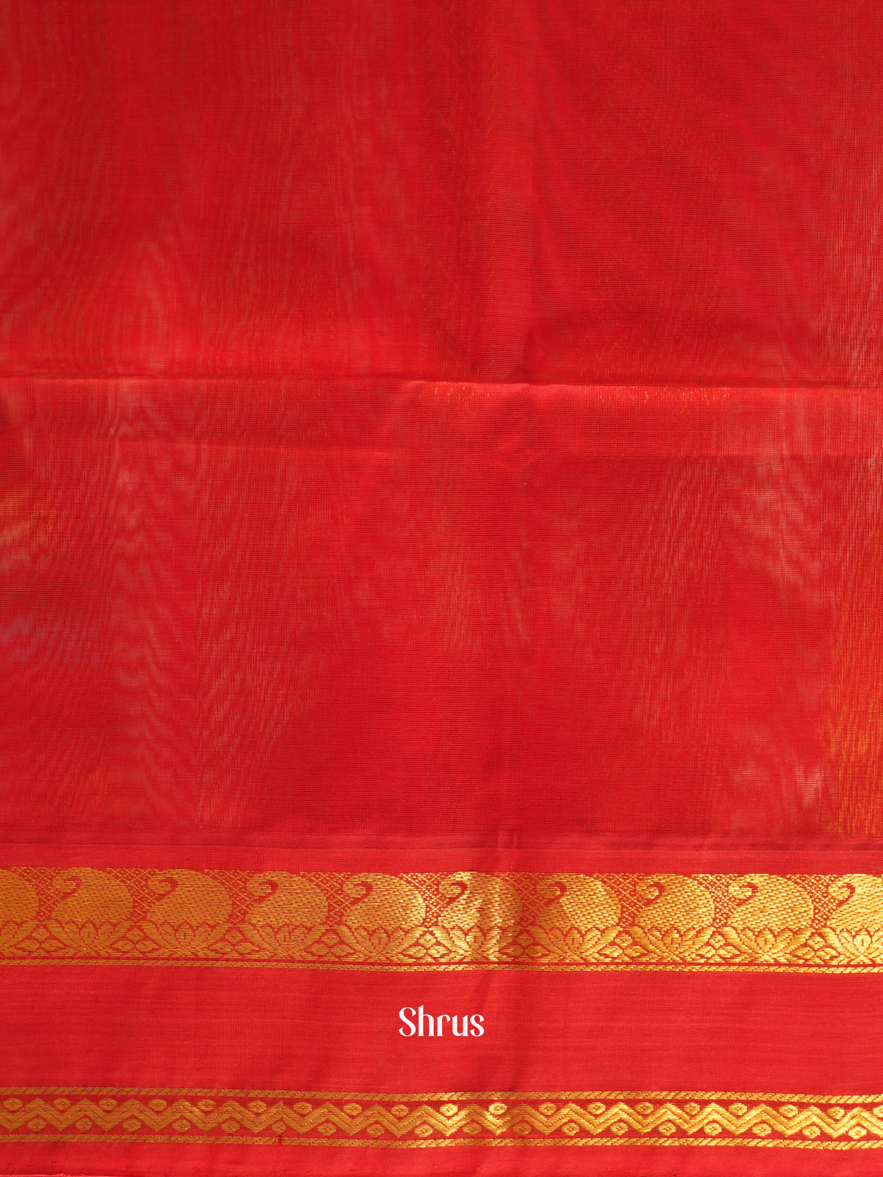 Green & Red - Silk Cotton Saree - Shop on ShrusEternity.com
