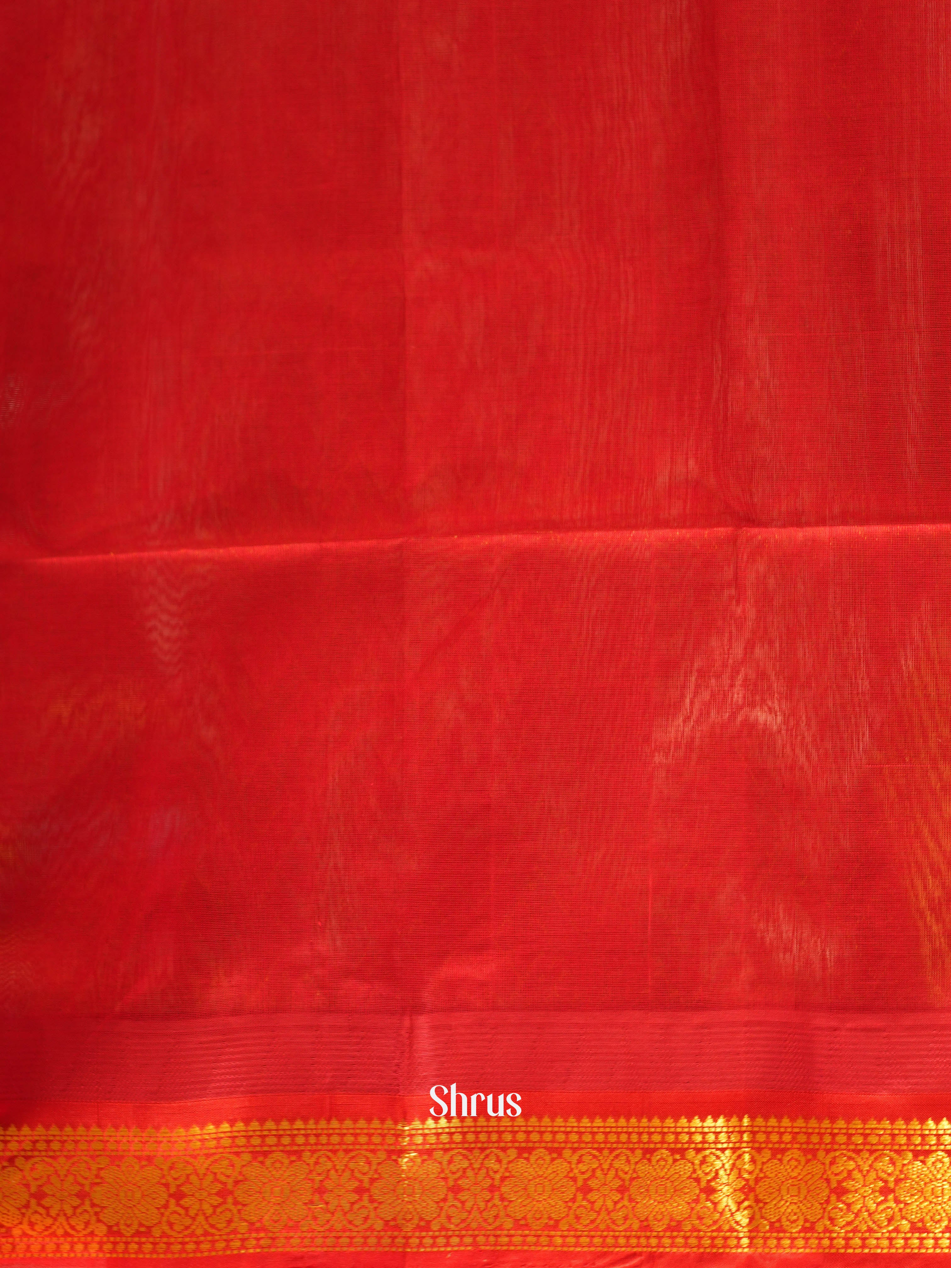 Cream & Red - Silk Cotton Saree - Shop on ShrusEternity.com
