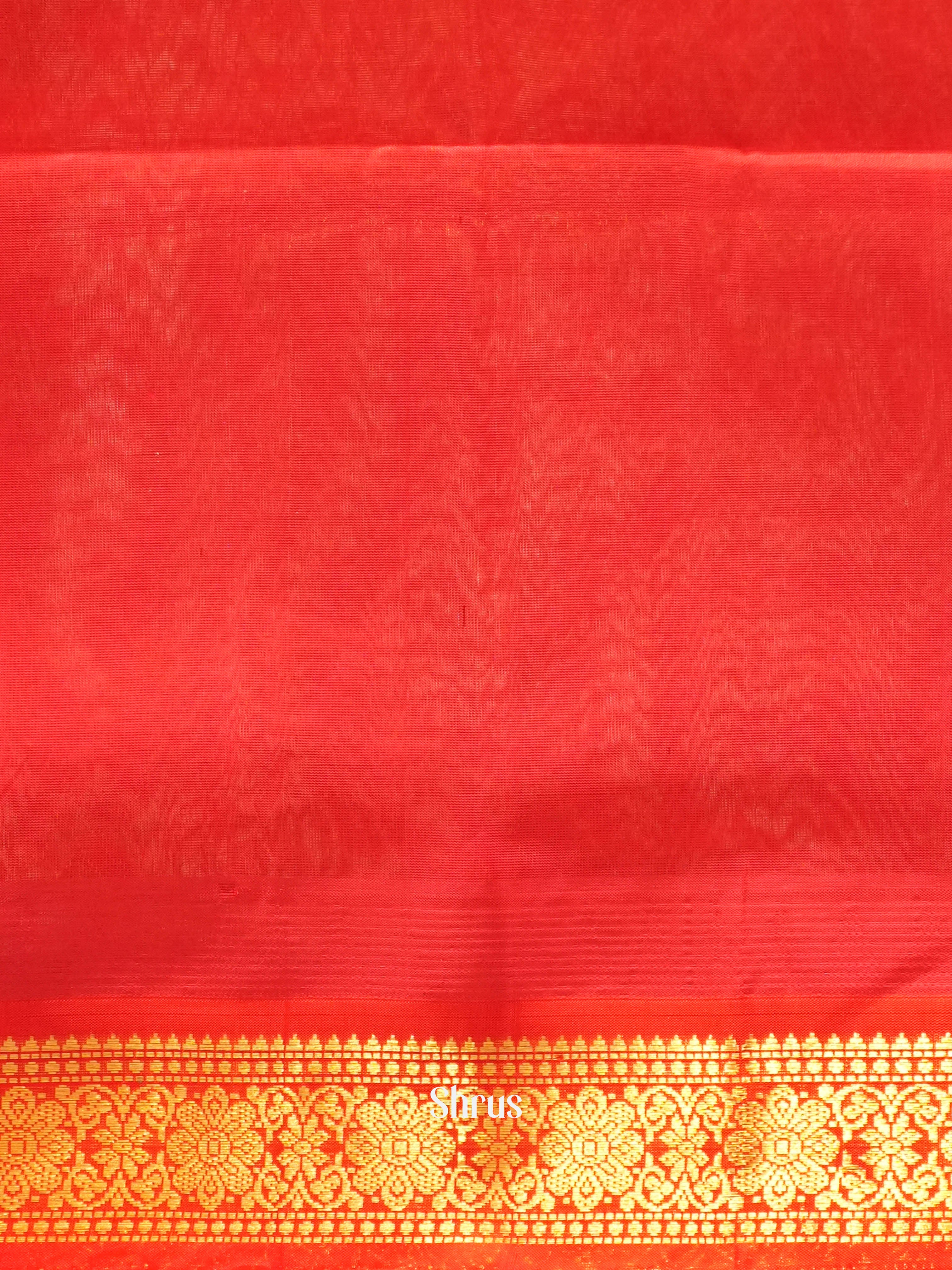 Green & Red - Silk Cotton Saree - Shop on ShrusEternity.com