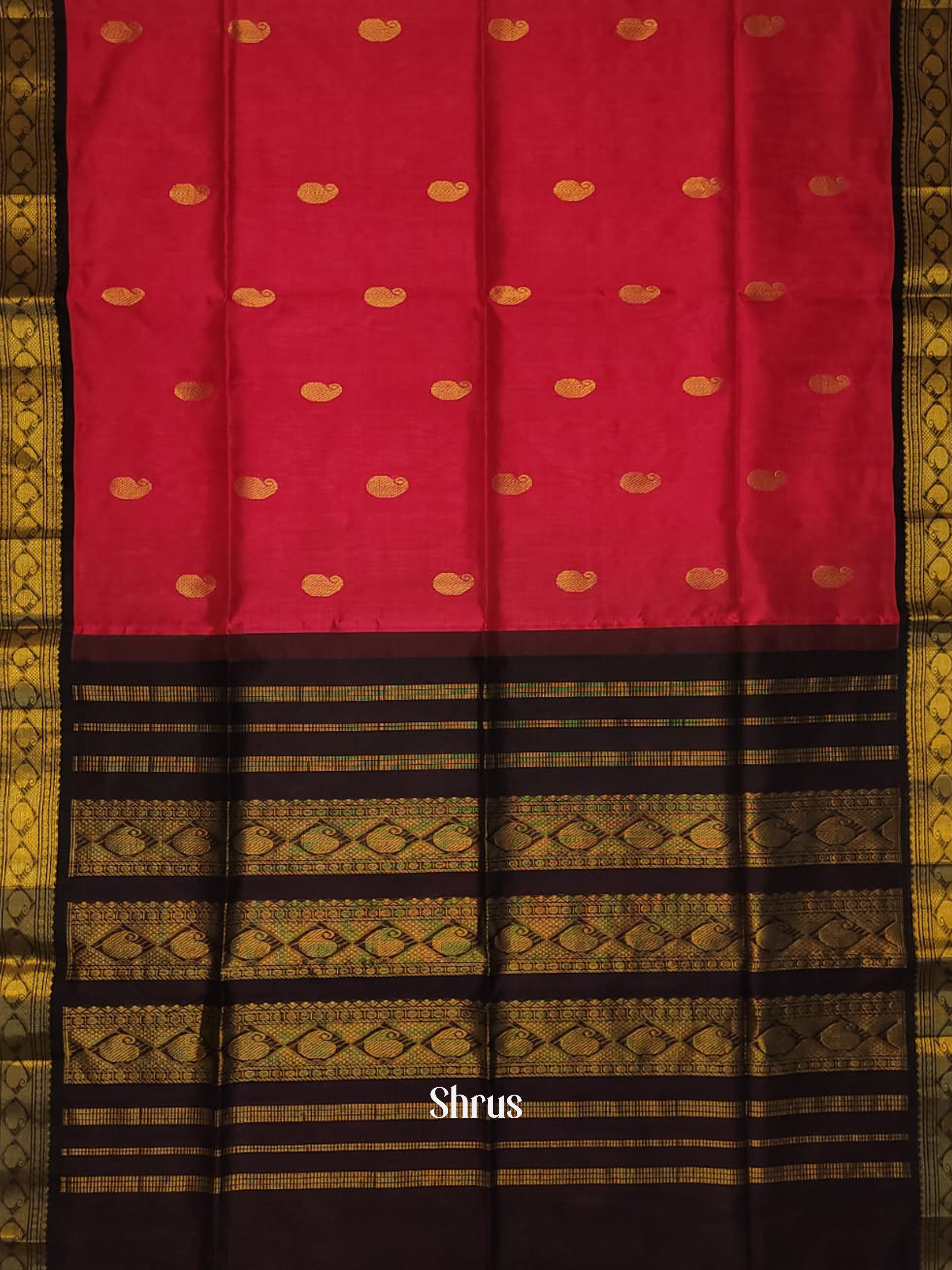Pink & Brown - Silk Cotton Saree - Shop on ShrusEternity.com