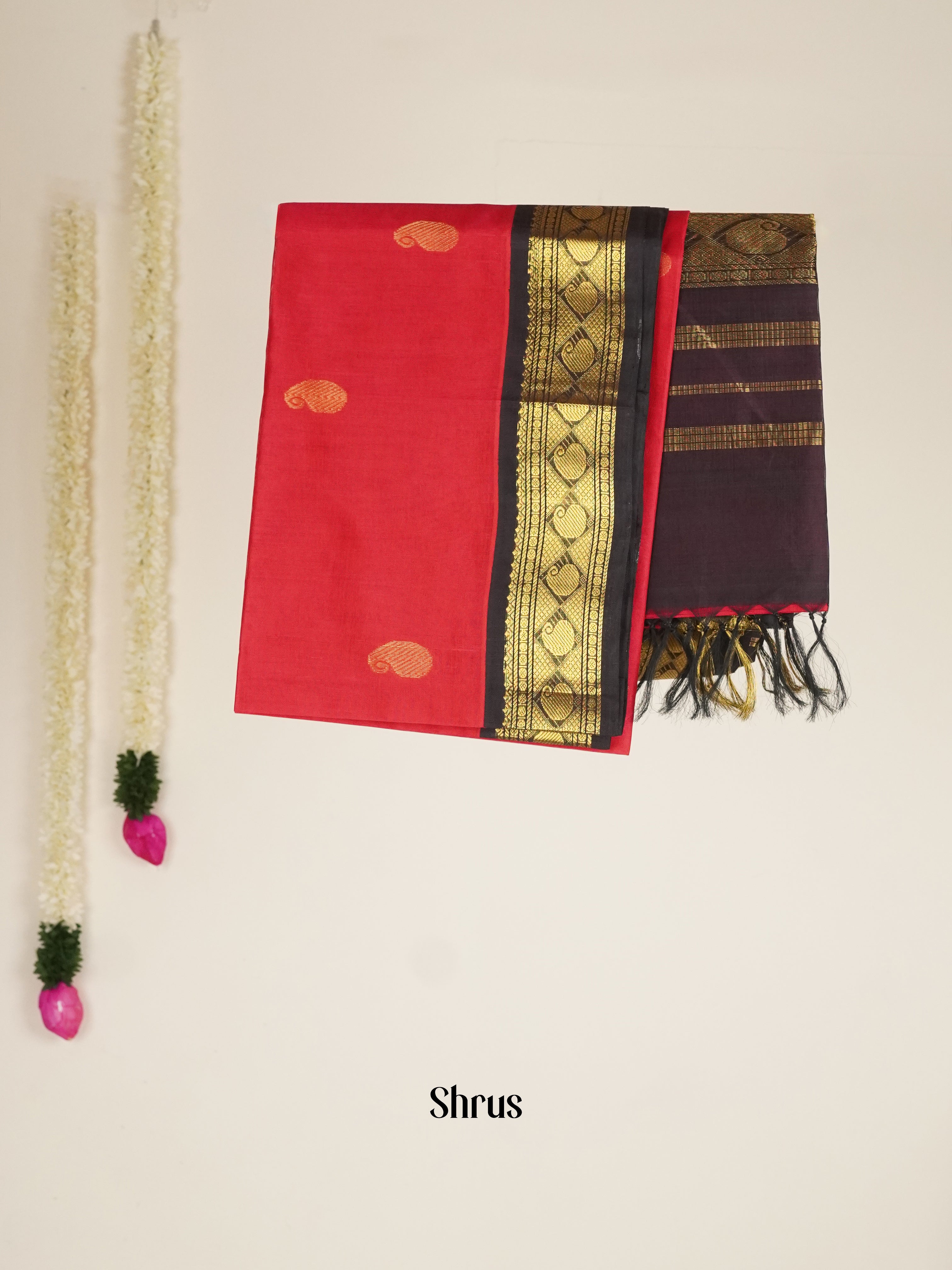 Pink & Brown - Silk Cotton Saree - Shop on ShrusEternity.com