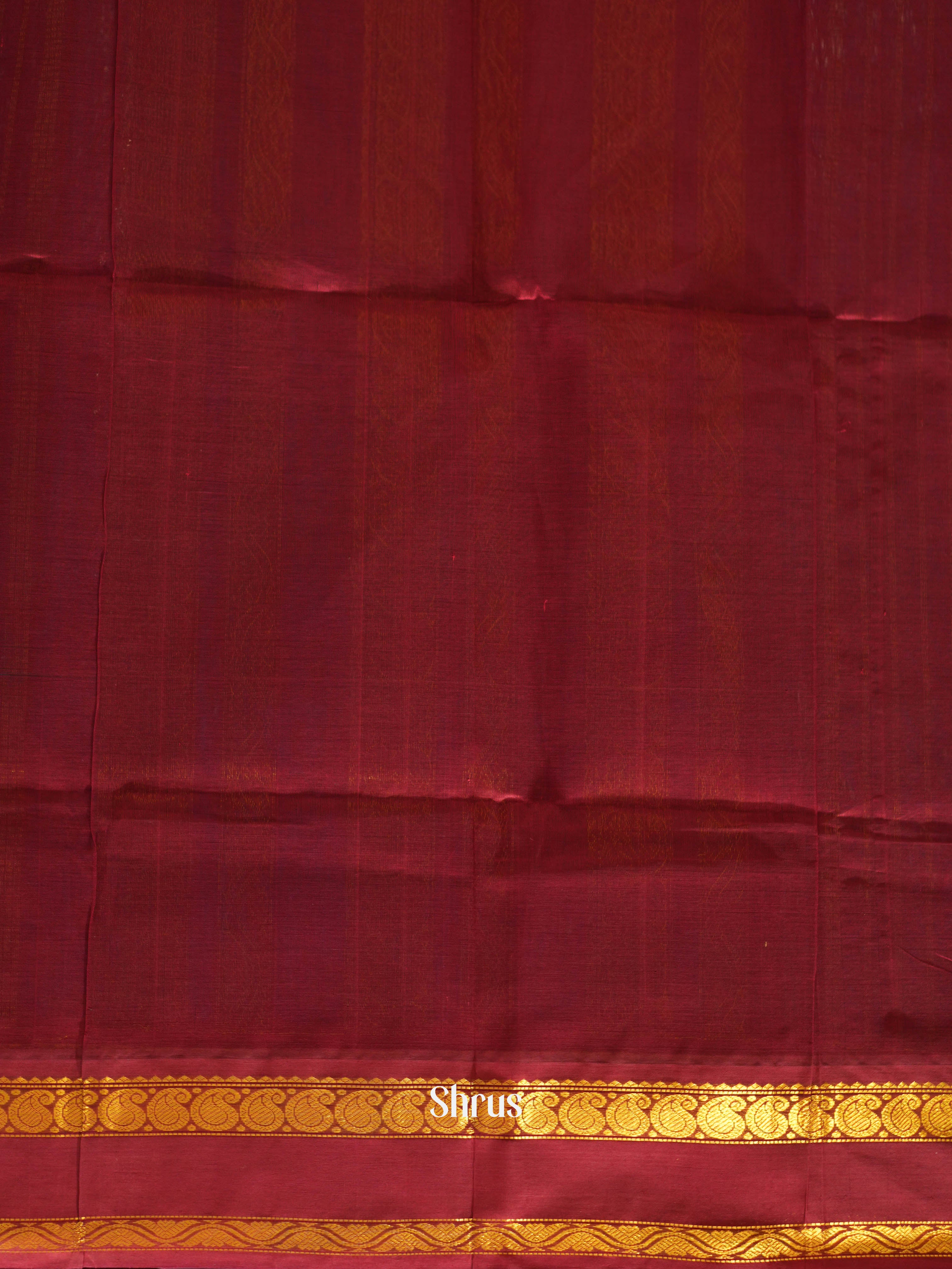 Blue & Maroon - Silk Cotton Saree - Shop on ShrusEternity.com