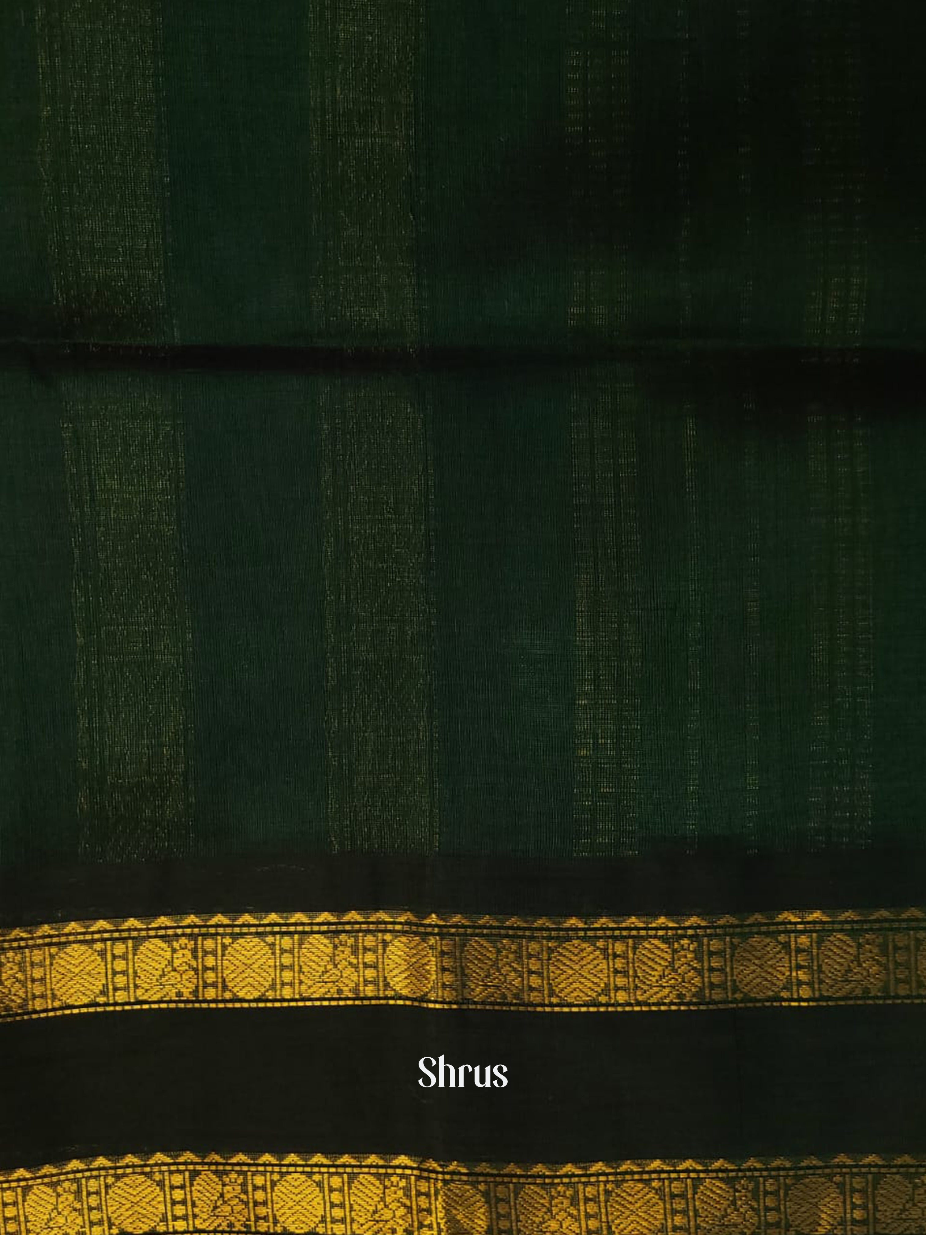 Pink & Bottle Green - Silk Cotton Saree - Shop on ShrusEternity.com