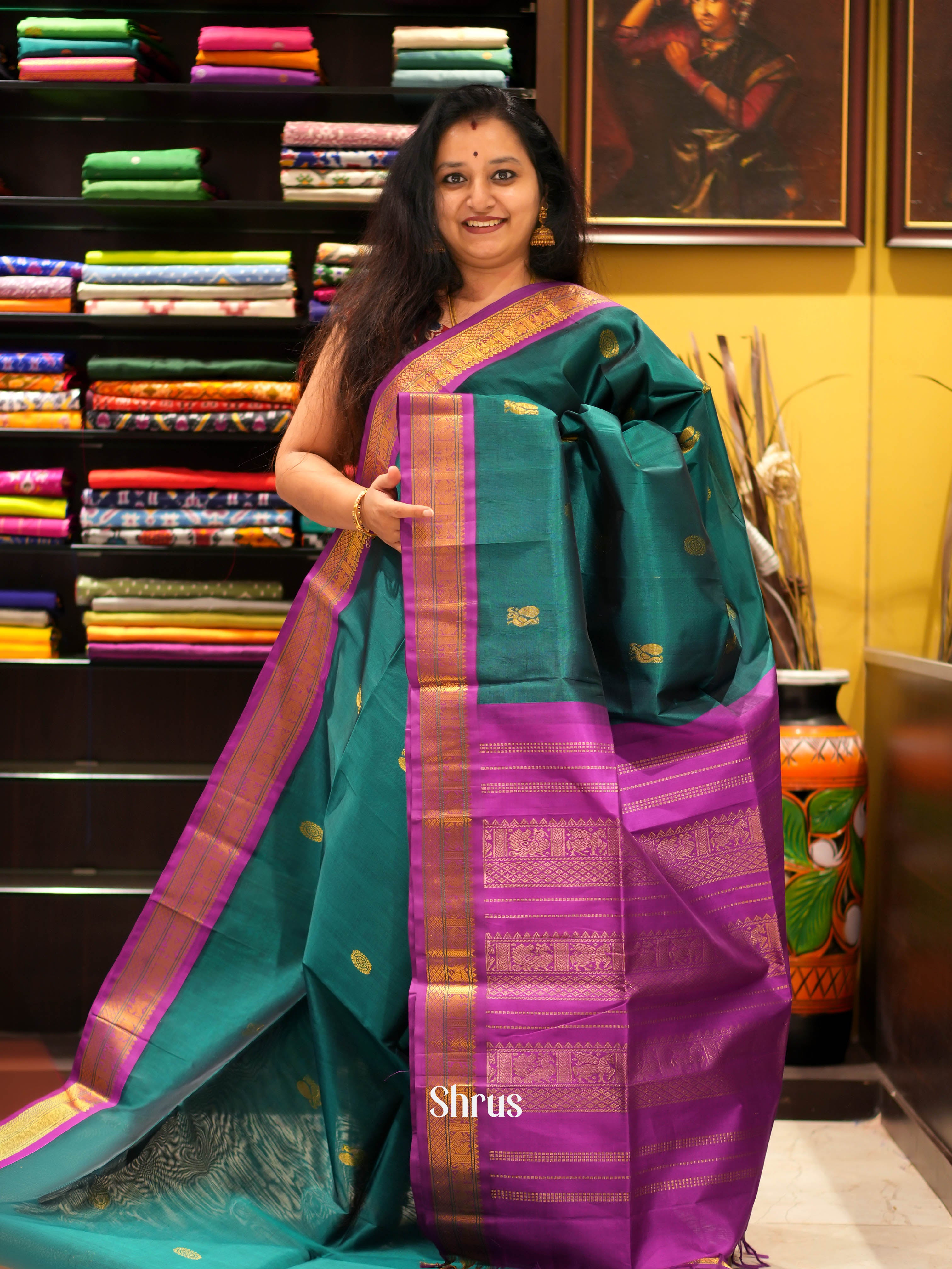 CHS03395 - Silk Cotton Saree - Shop on ShrusEternity.com