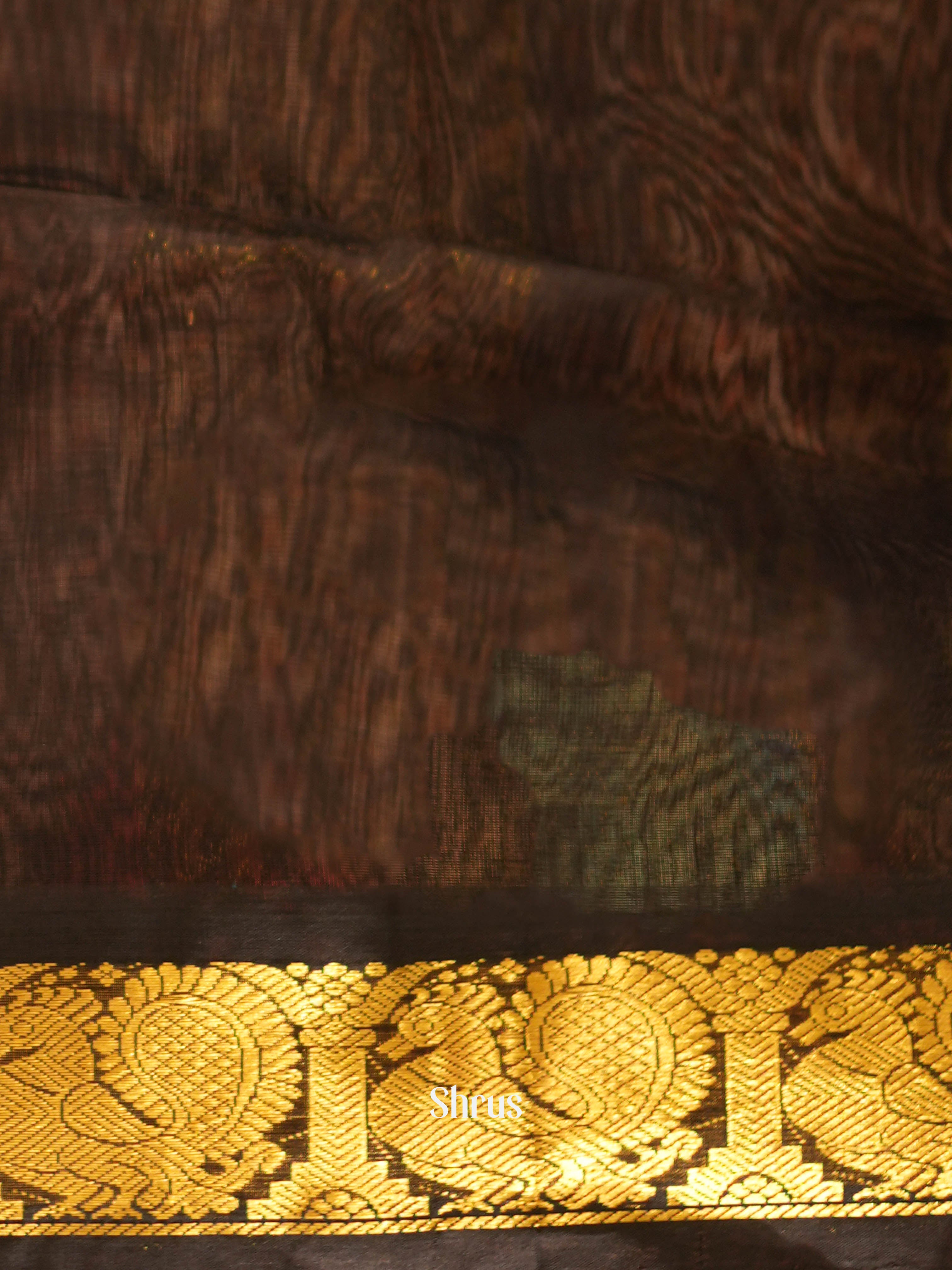 Blue & Brown - Silk Cotton Saree - Shop on ShrusEternity.com