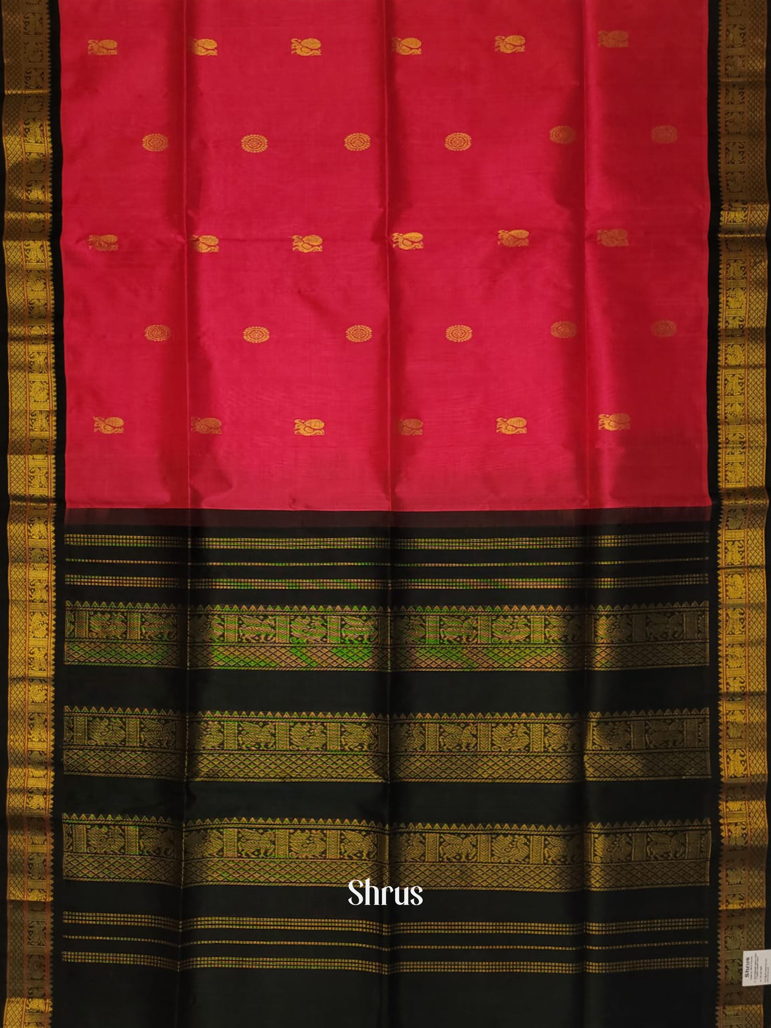 Pink & Green - Silk Cotton Saree - Shop on ShrusEternity.com