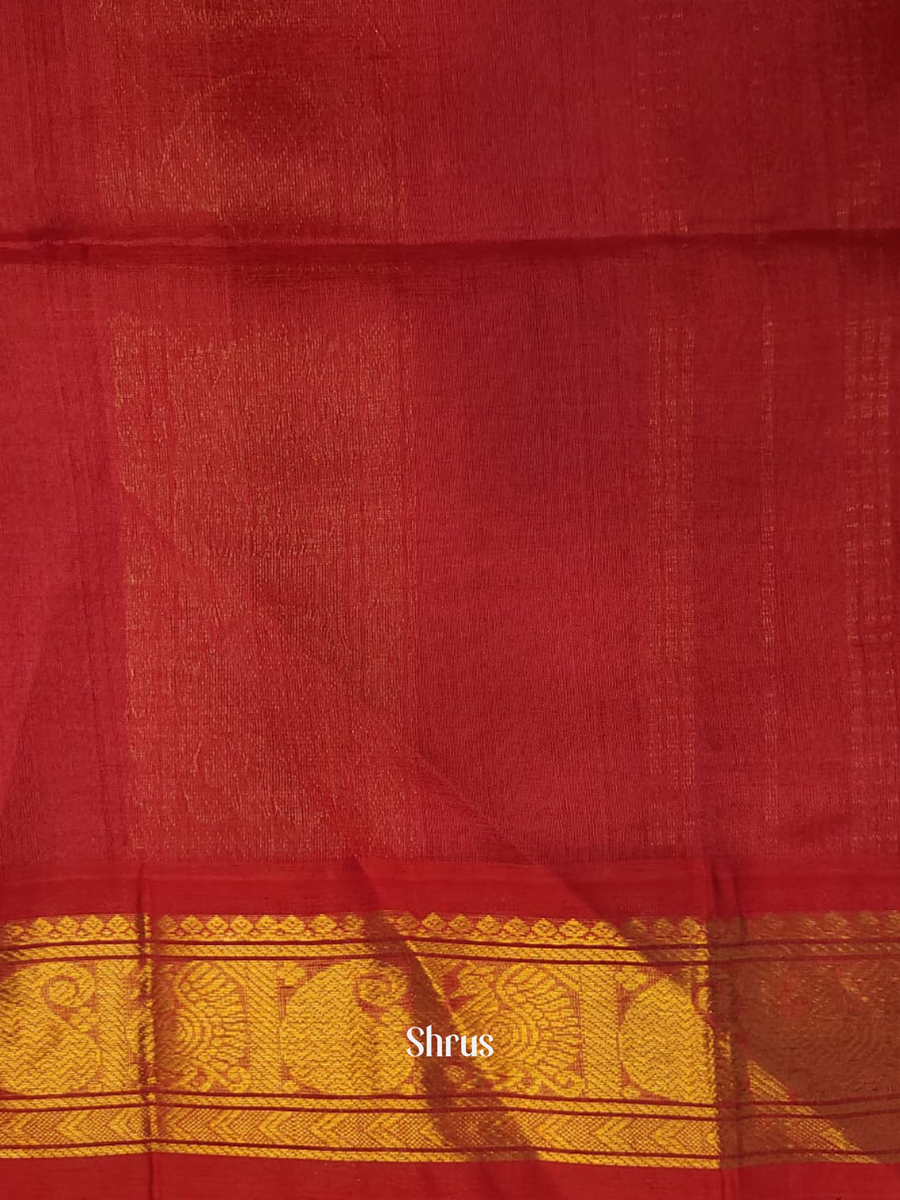 Blue & Red - Silk Cotton Saree - Shop on ShrusEternity.com