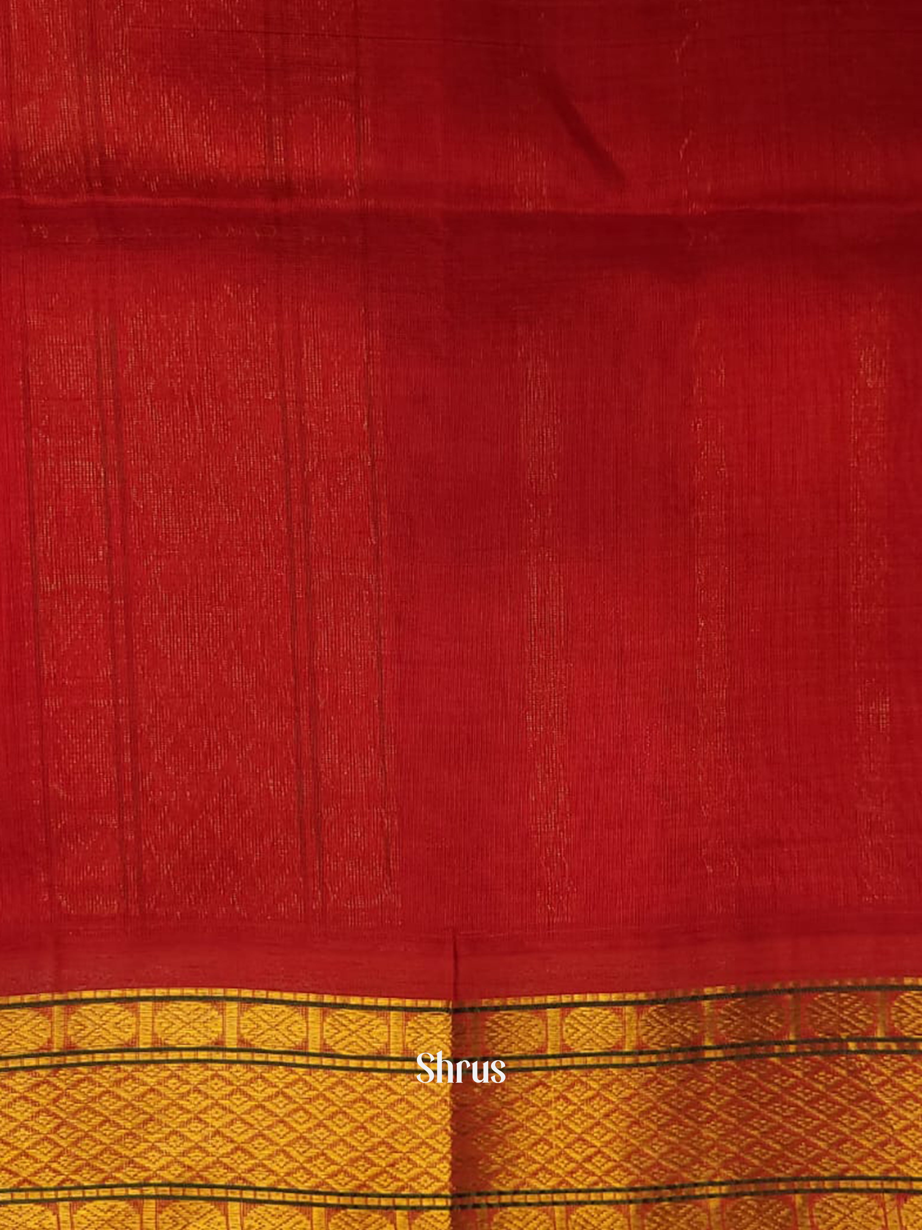 Grey & Red - Silk Cotton Saree - Shop on ShrusEternity.com