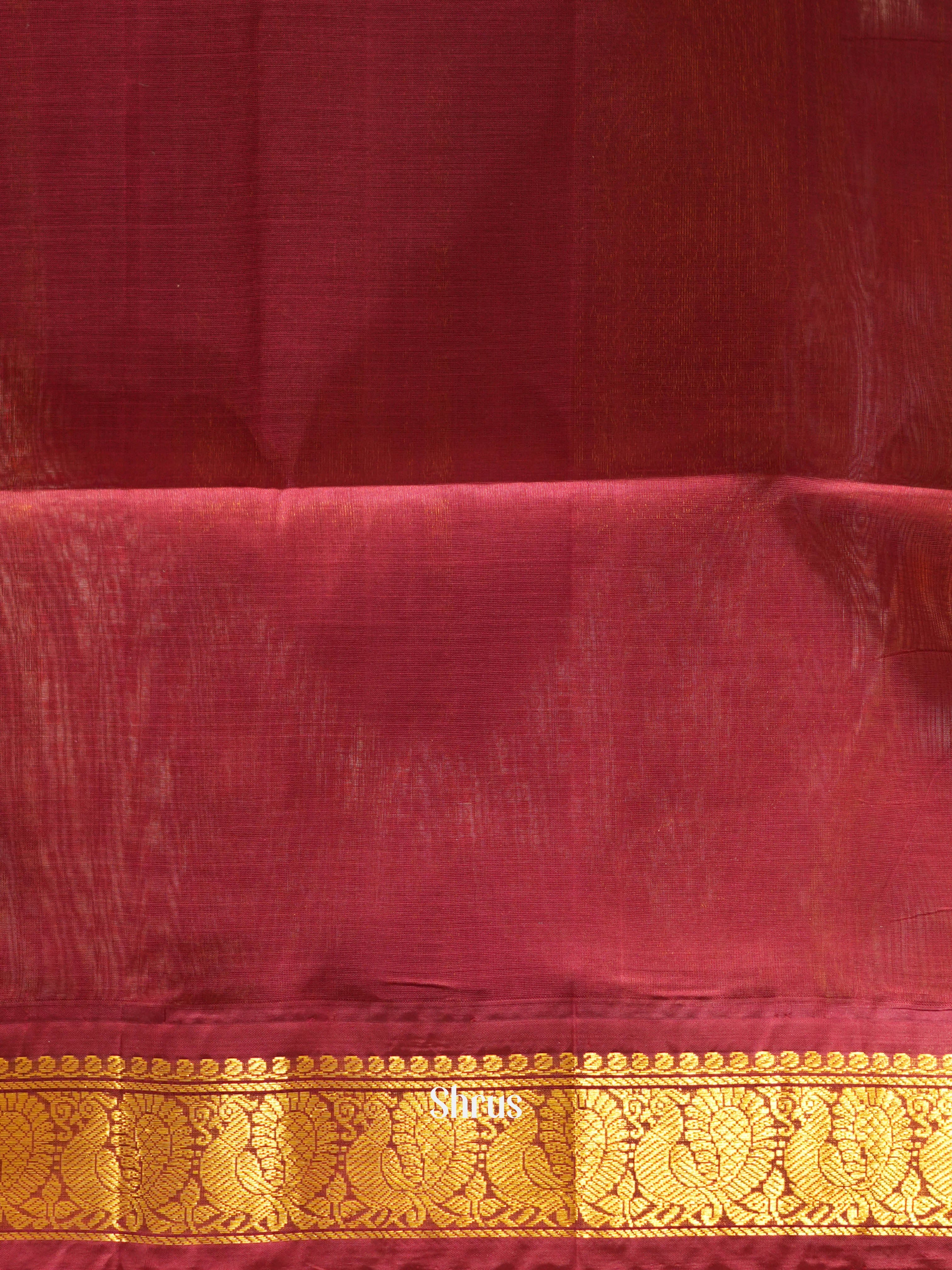 Blue & Maroon - Silk Cotton Saree - Shop on ShrusEternity.com