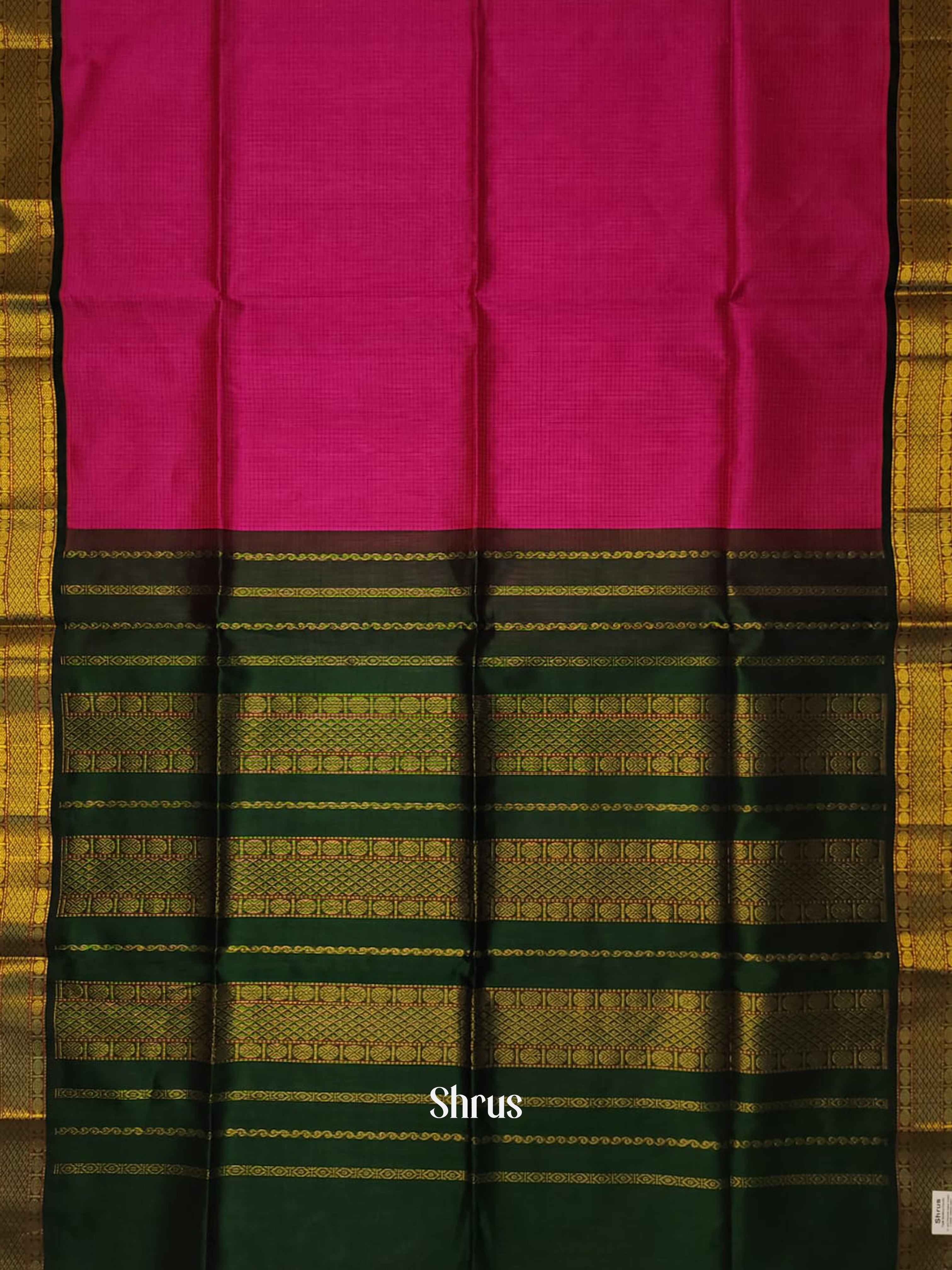 Pink & Green - Silk Cotton Saree - Shop on ShrusEternity.com