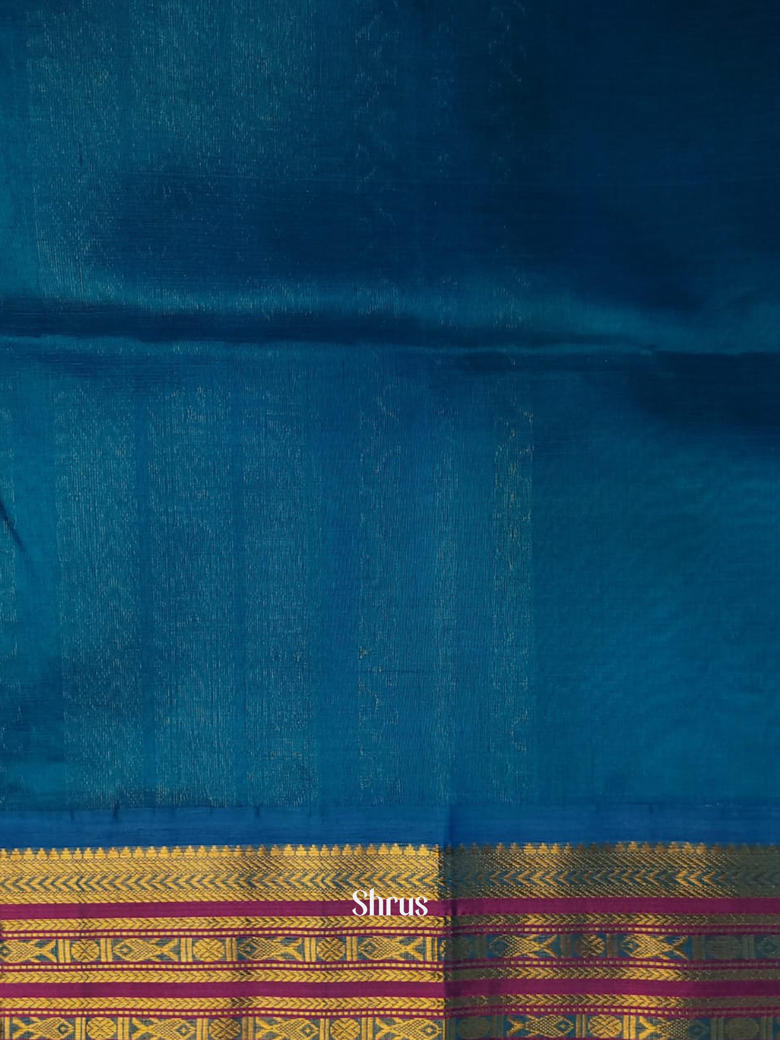 Purple & Blue - Silk Cotton Saree - Shop on ShrusEternity.com