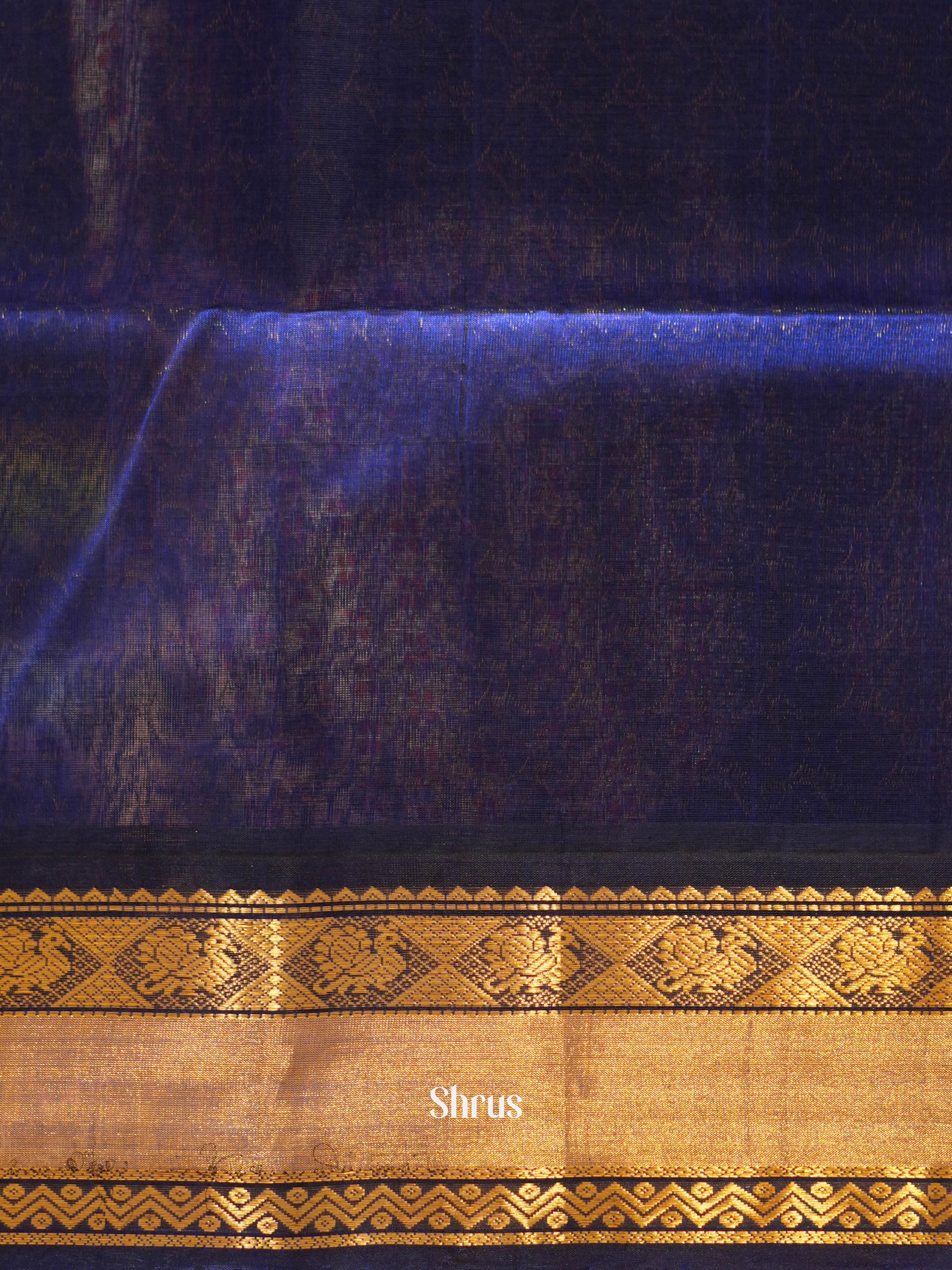 Pink & Blue - Silk Cotton Saree - Shop on ShrusEternity.com