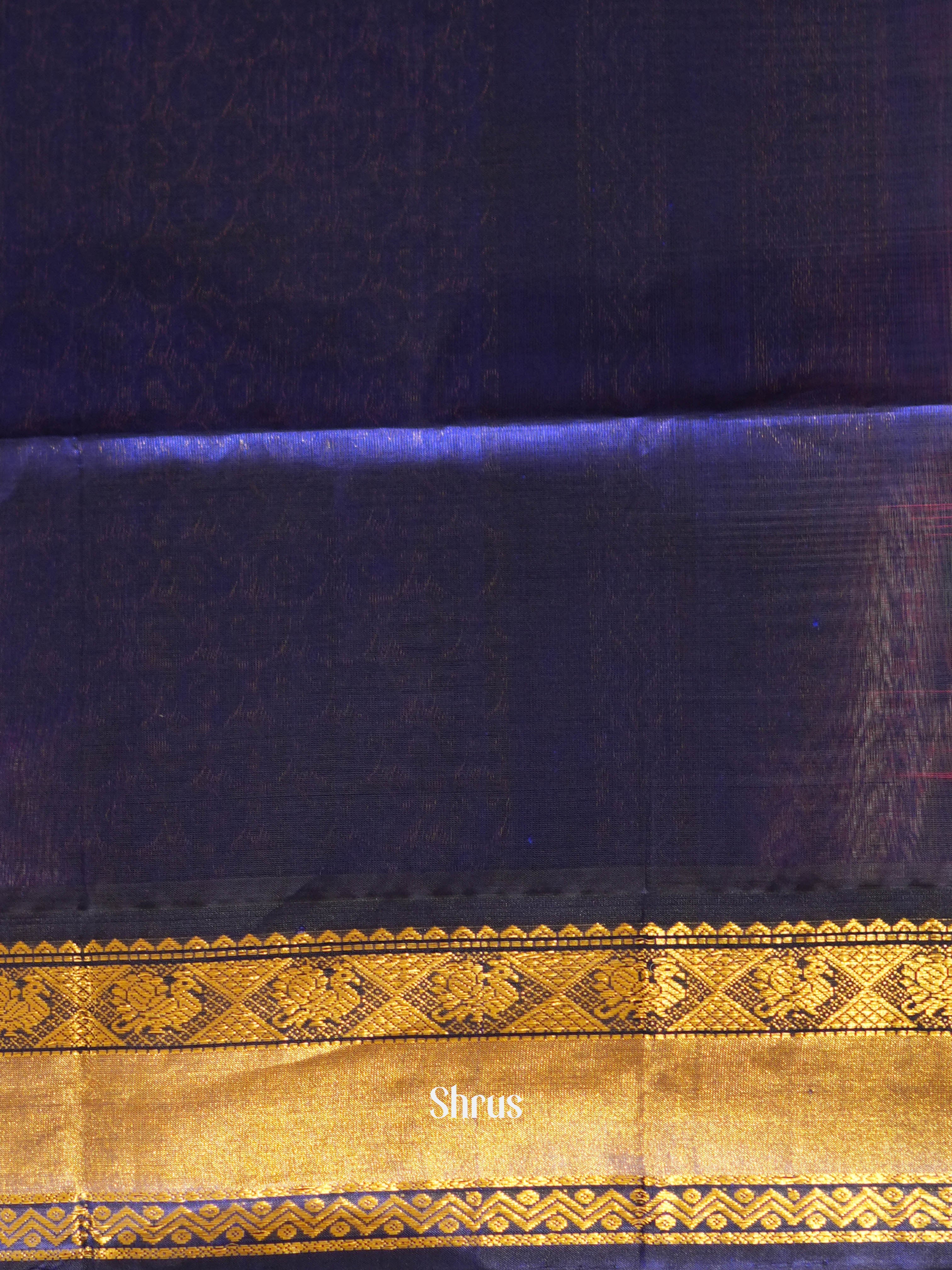 Pink & Blue - Silk Cotton Saree - Shop on ShrusEternity.com