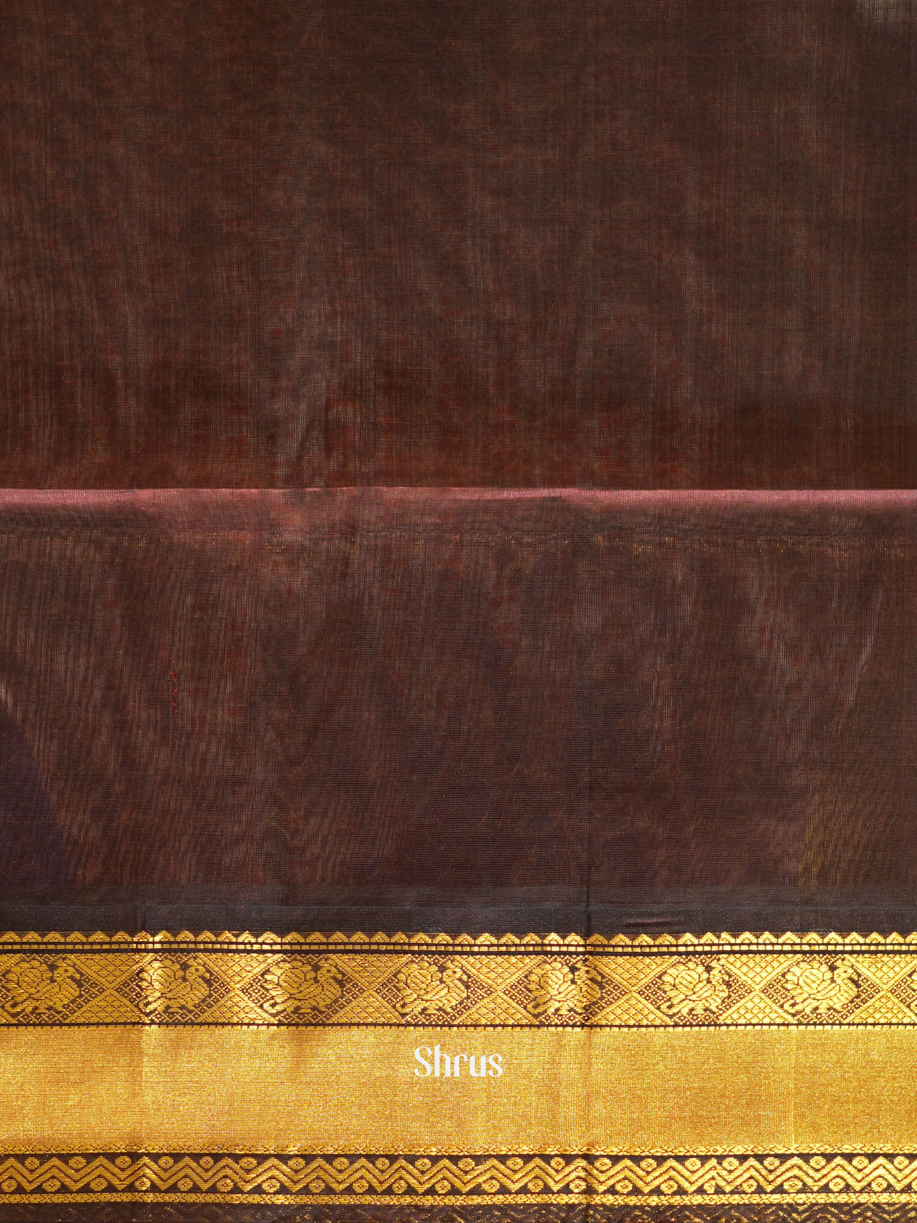 Pista Green & Brown - Silk Cotton Saree - Shop on ShrusEternity.com