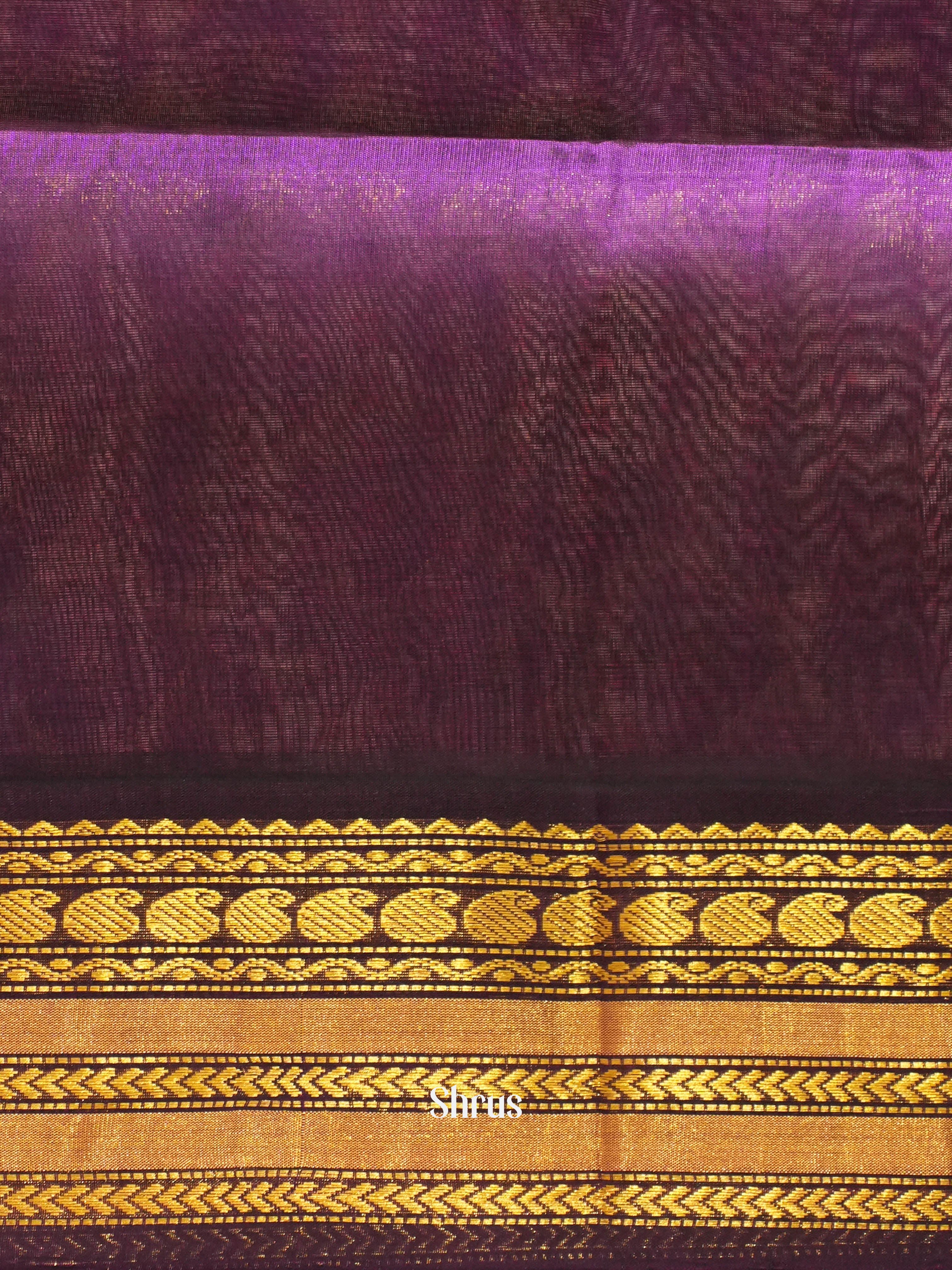 Blue & Purple - Silk Cotton Saree - Shop on ShrusEternity.com