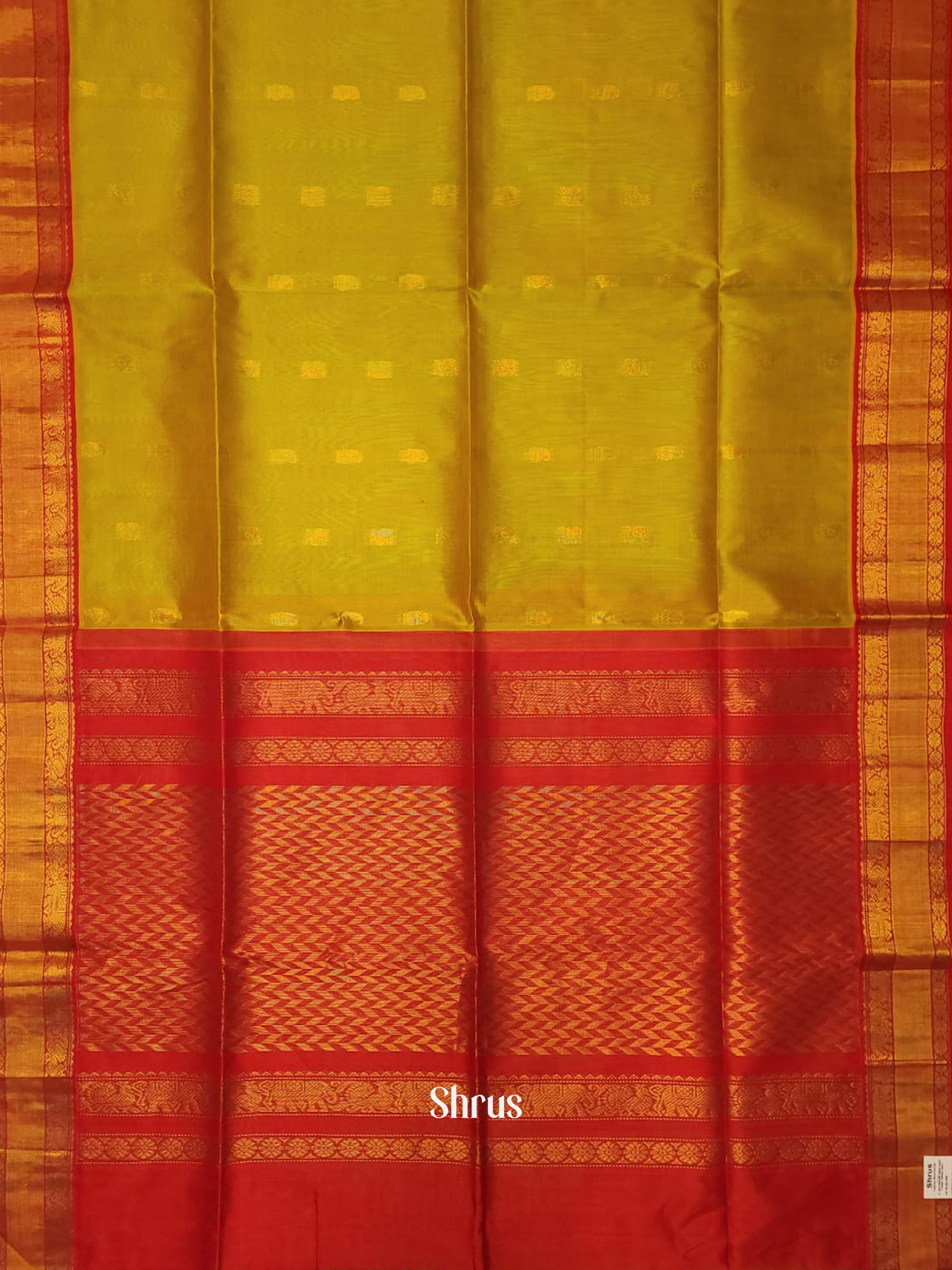 Green & Red - Silk Cotton Saree - Shop on ShrusEternity.com