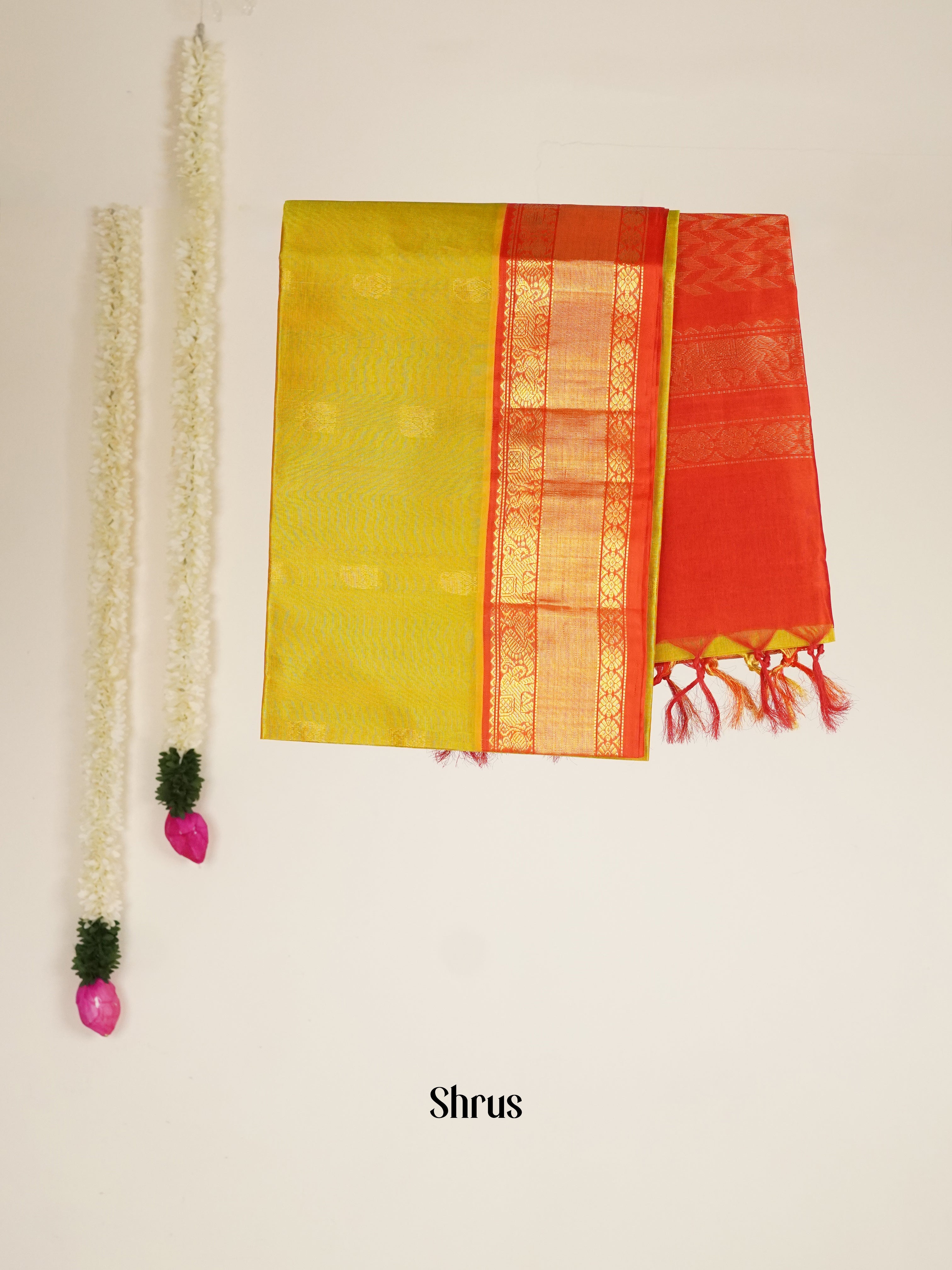 Green & Red - Silk Cotton Saree - Shop on ShrusEternity.com