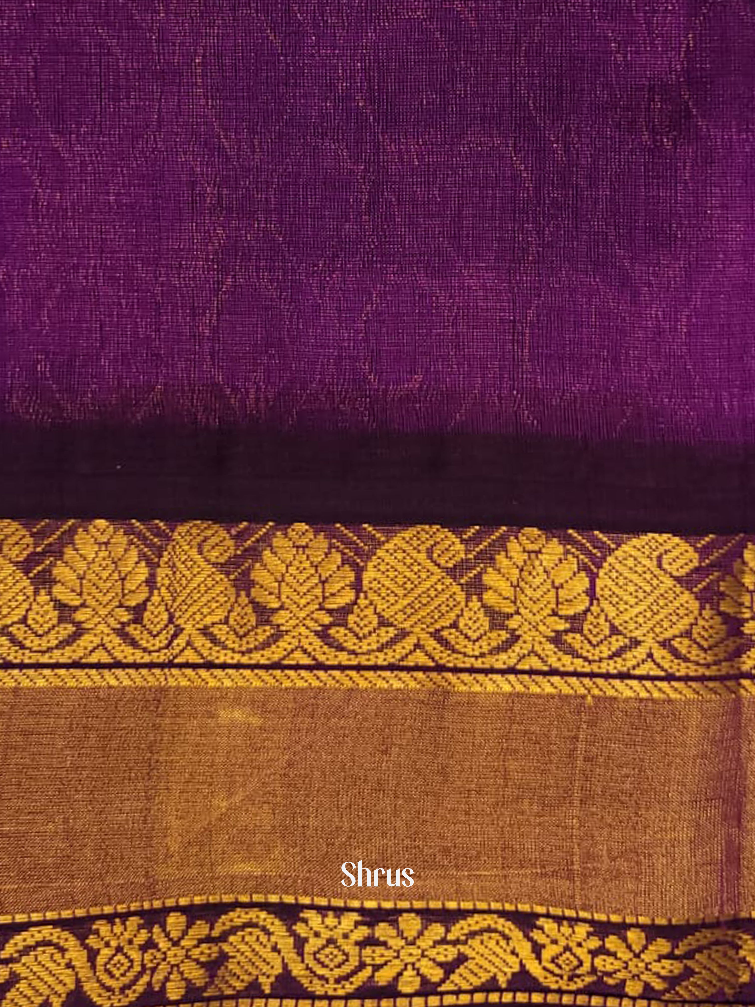 Green & Violet - Silk Cotton Saree - Shop on ShrusEternity.com