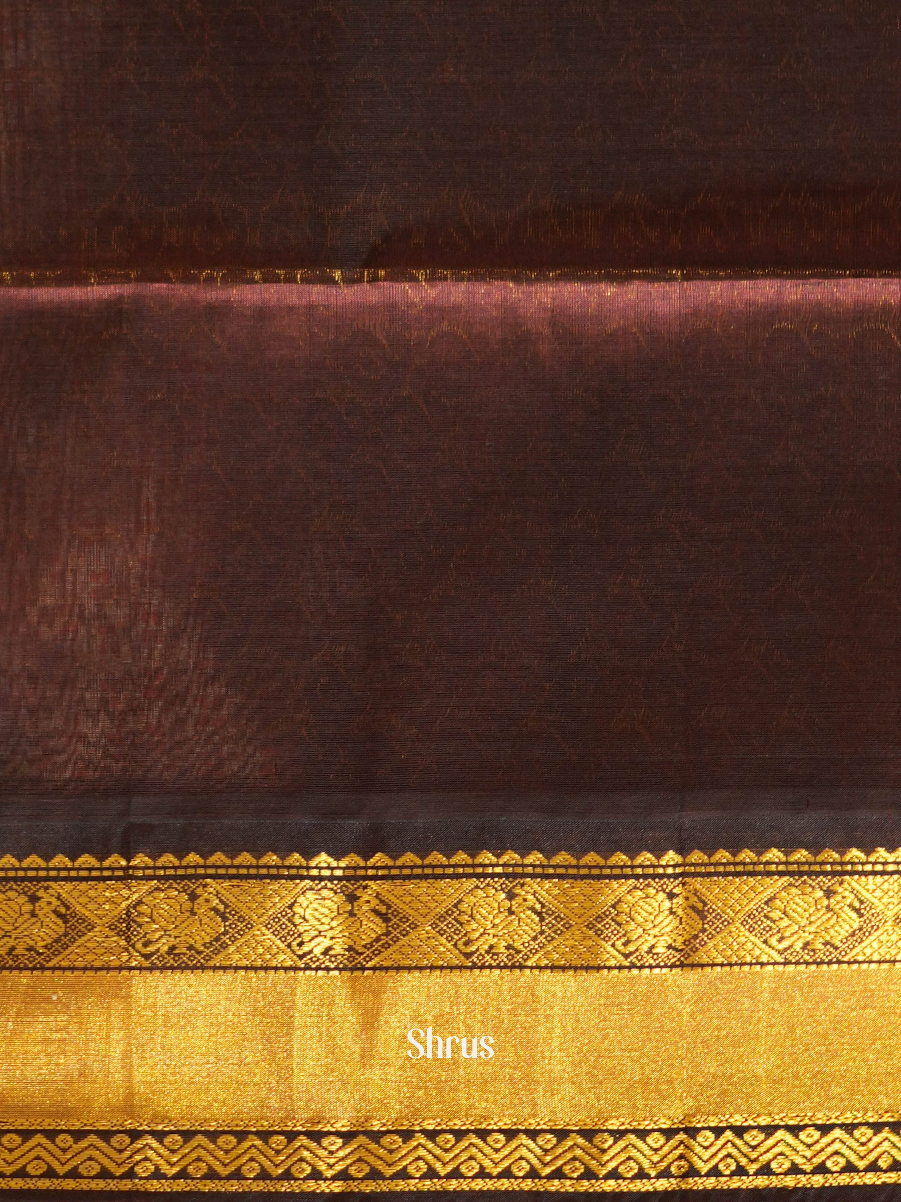 Blue & Brown - Silk Cotton Saree - Shop on ShrusEternity.com