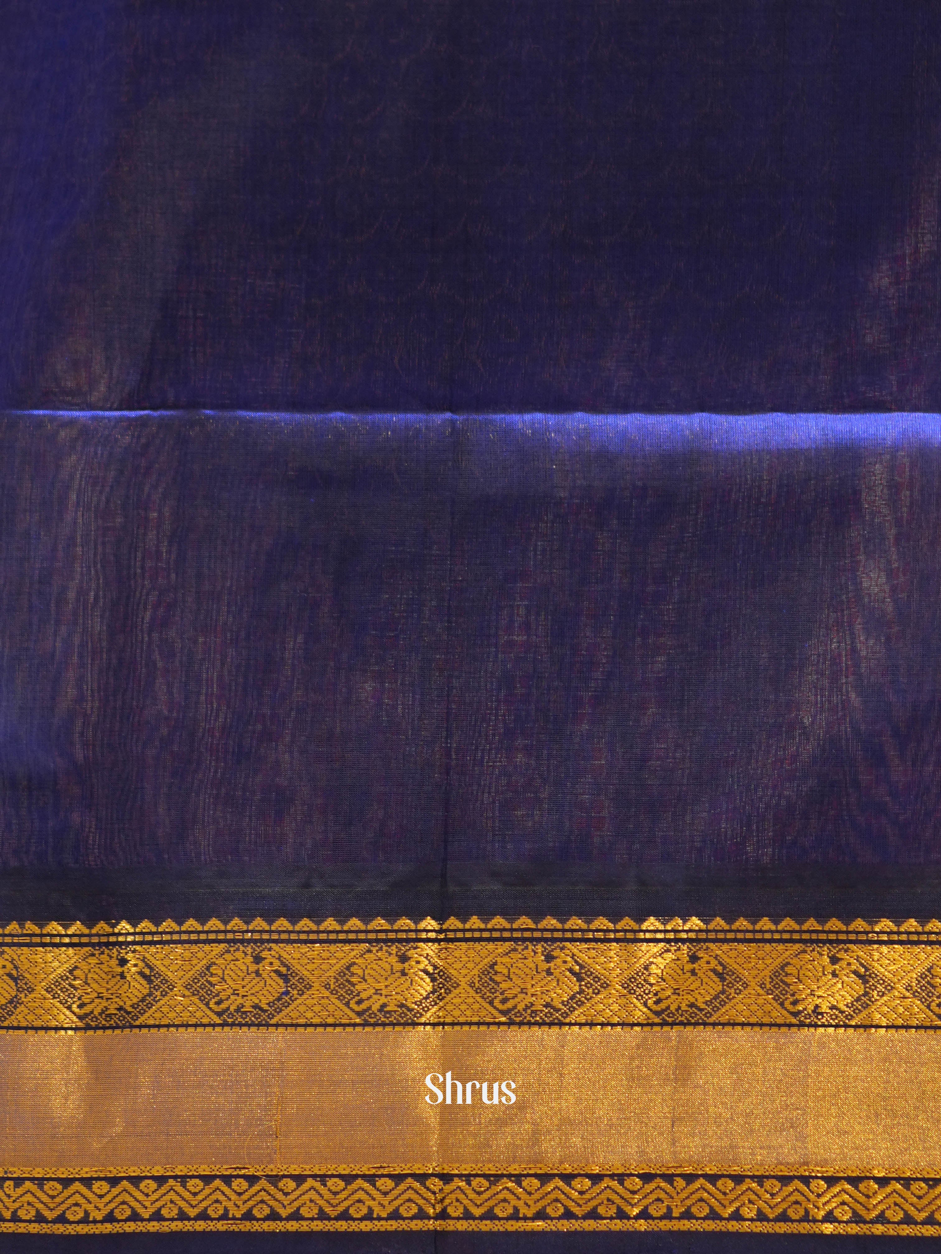 Brick Orange & Blue - Silk Cotton Saree - Shop on ShrusEternity.com