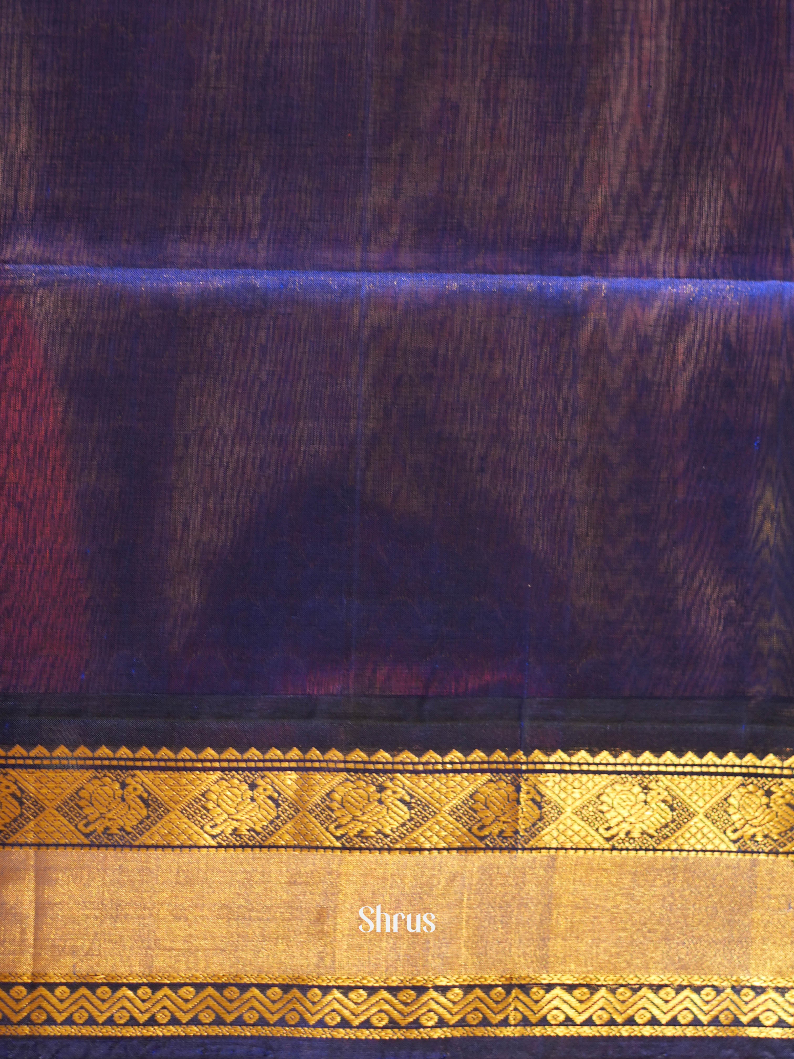 Peach & Blue - Silk Cotton Saree - Shop on ShrusEternity.com