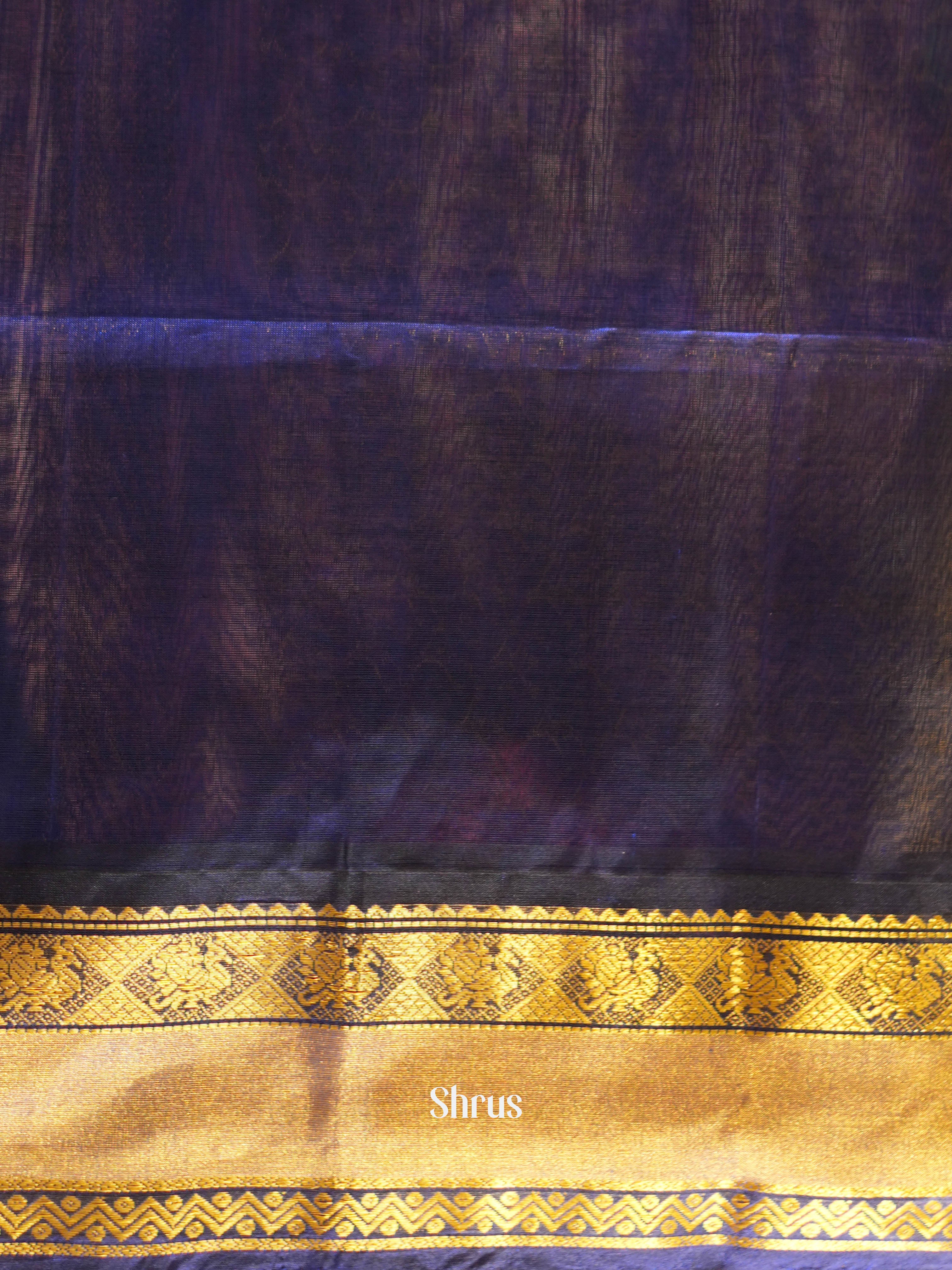 Serene Green Silk Cotton Saree With Beautifully Woven Golden Buttas Across The Body And Contrast Zari Woven Blue Border - Shop on ShrusEternity.com