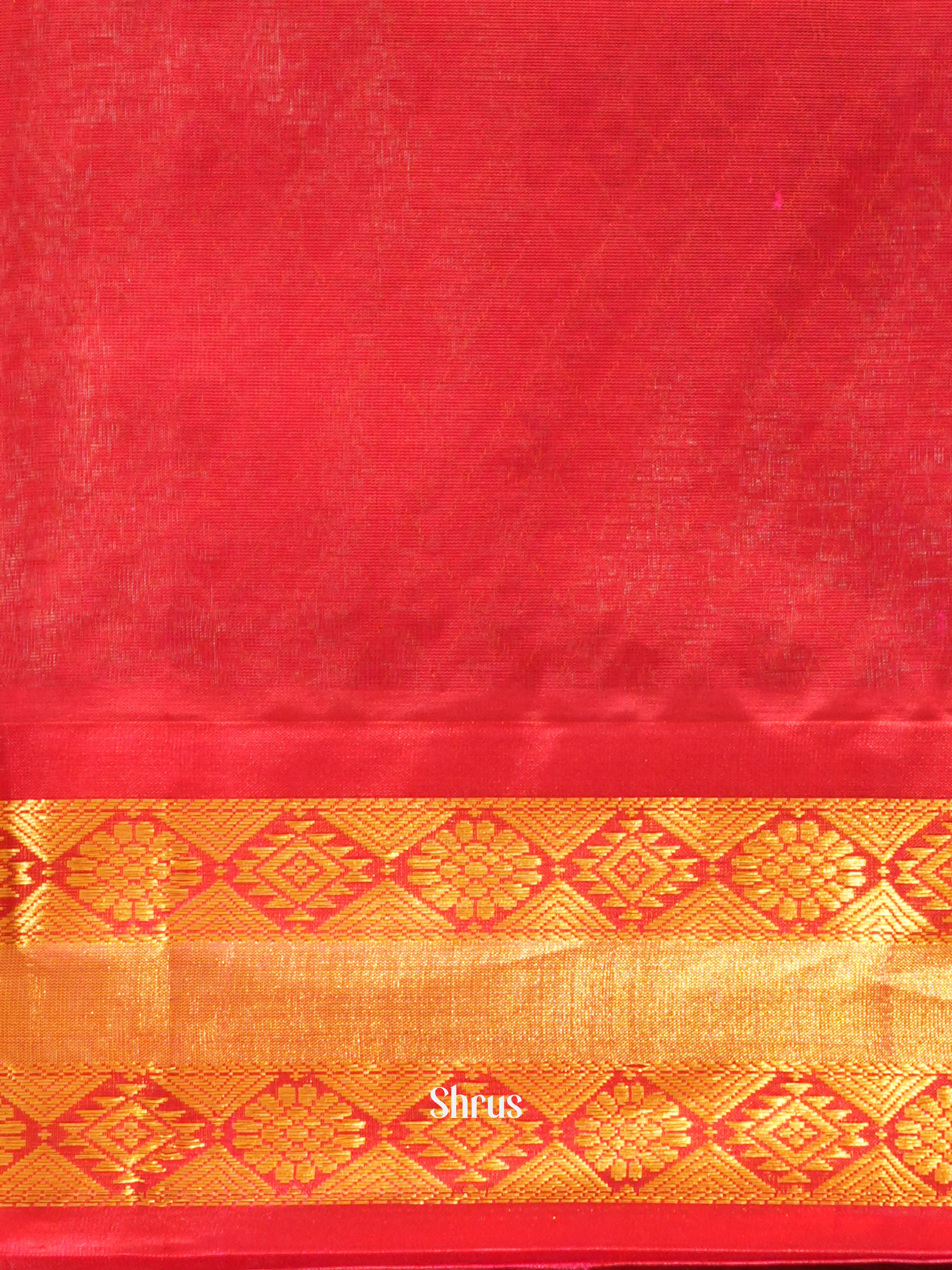 Mustard & Red - Silk Cotton Saree - Shop on ShrusEternity.com