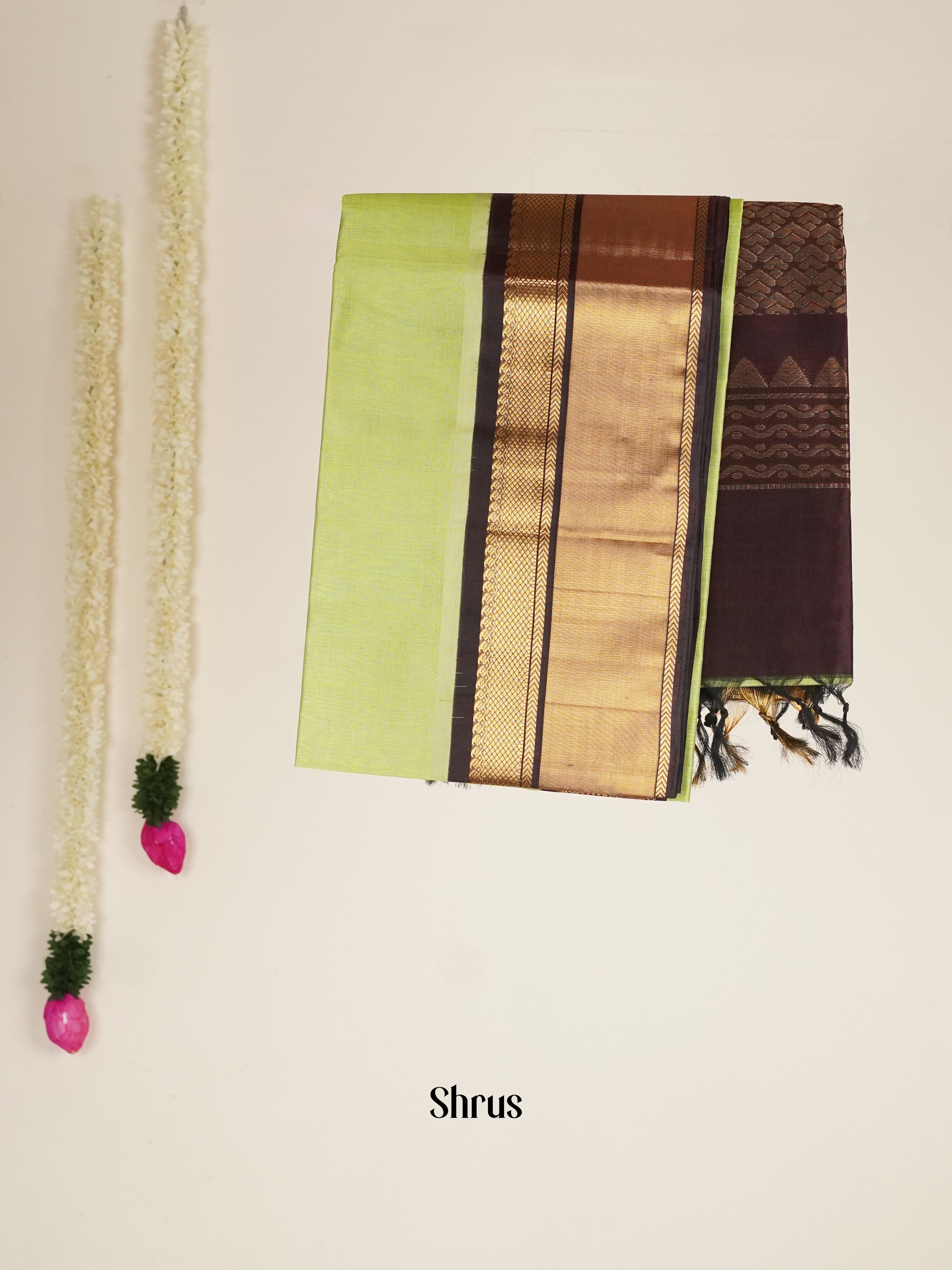 Green & Brown - Silk Cotton Saree - Shop on ShrusEternity.com