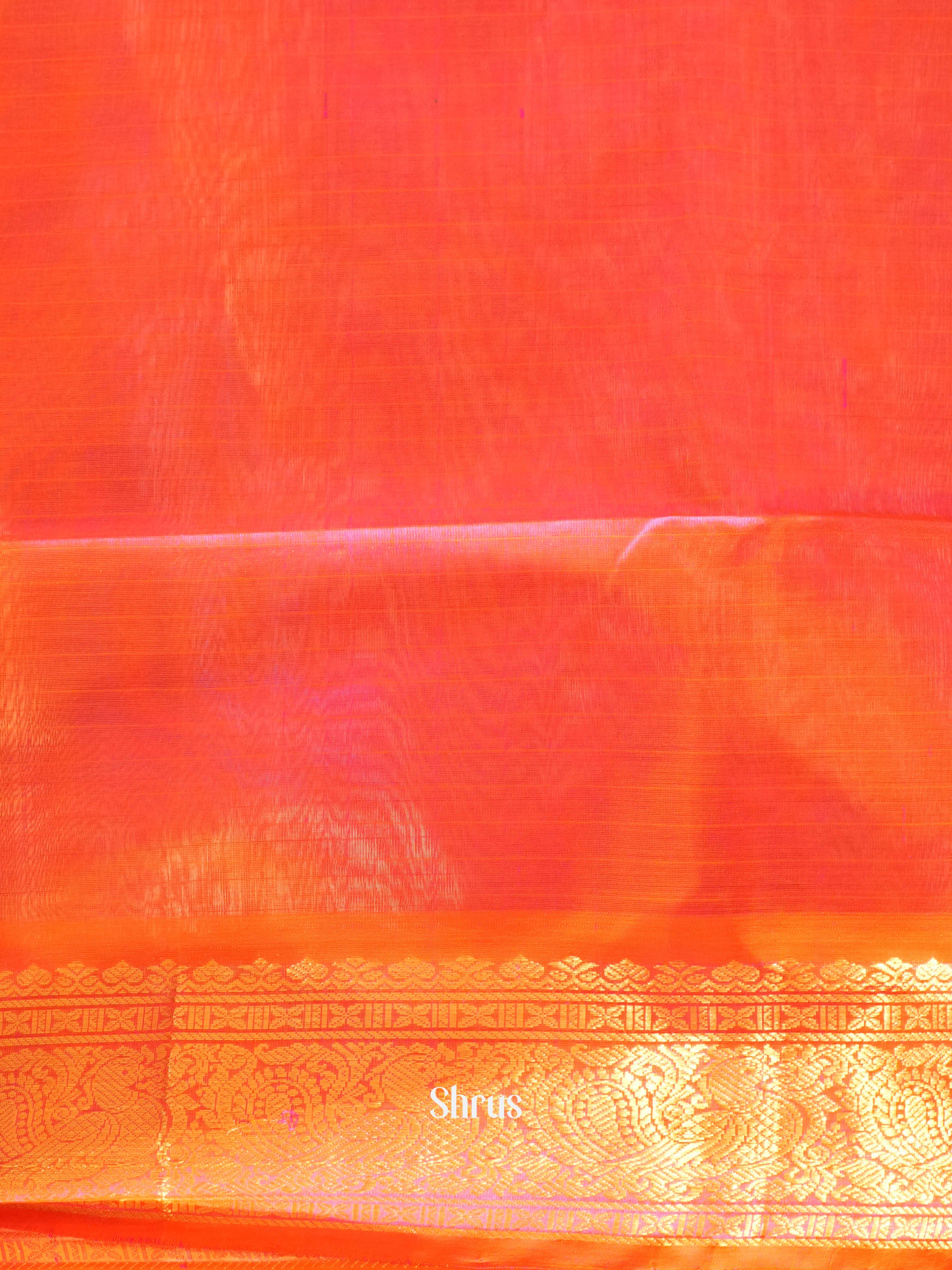 Brown & Orange - Silk Cotton Saree - Shop on ShrusEternity.com