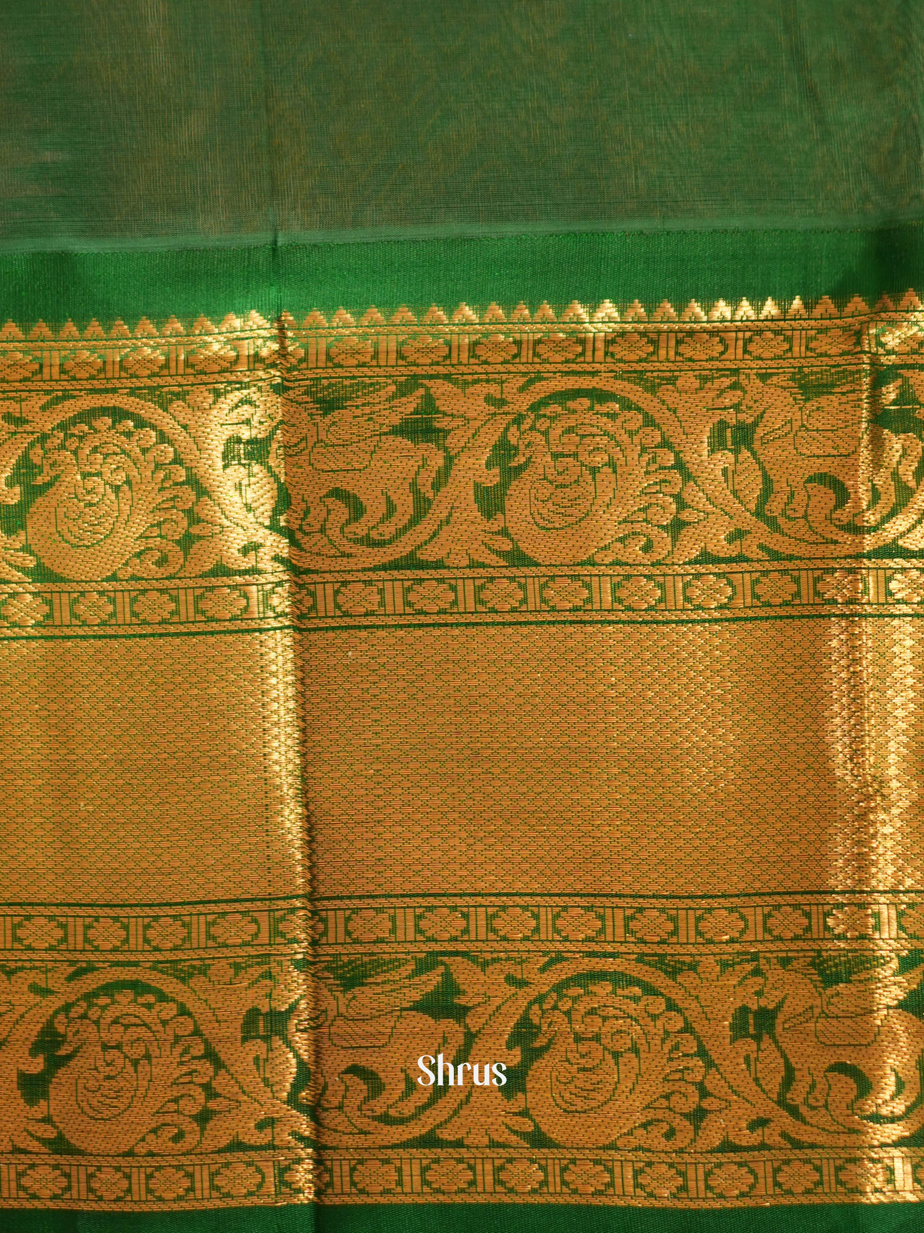 Pink & Green - Silk Cotton Saree - Shop on ShrusEternity.com