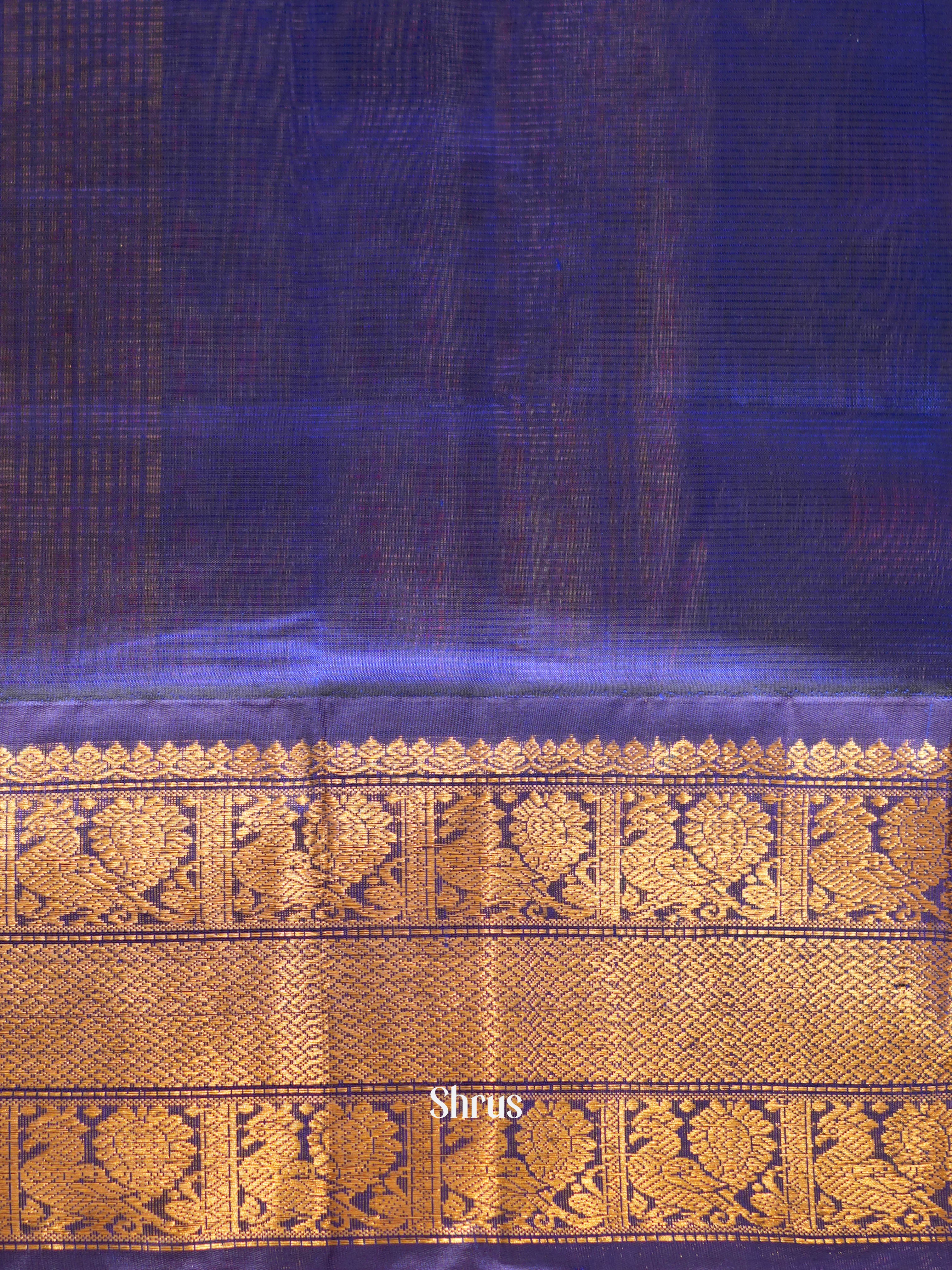 Mustardy Green & Blue - Silk Cotton Saree - Shop on ShrusEternity.com