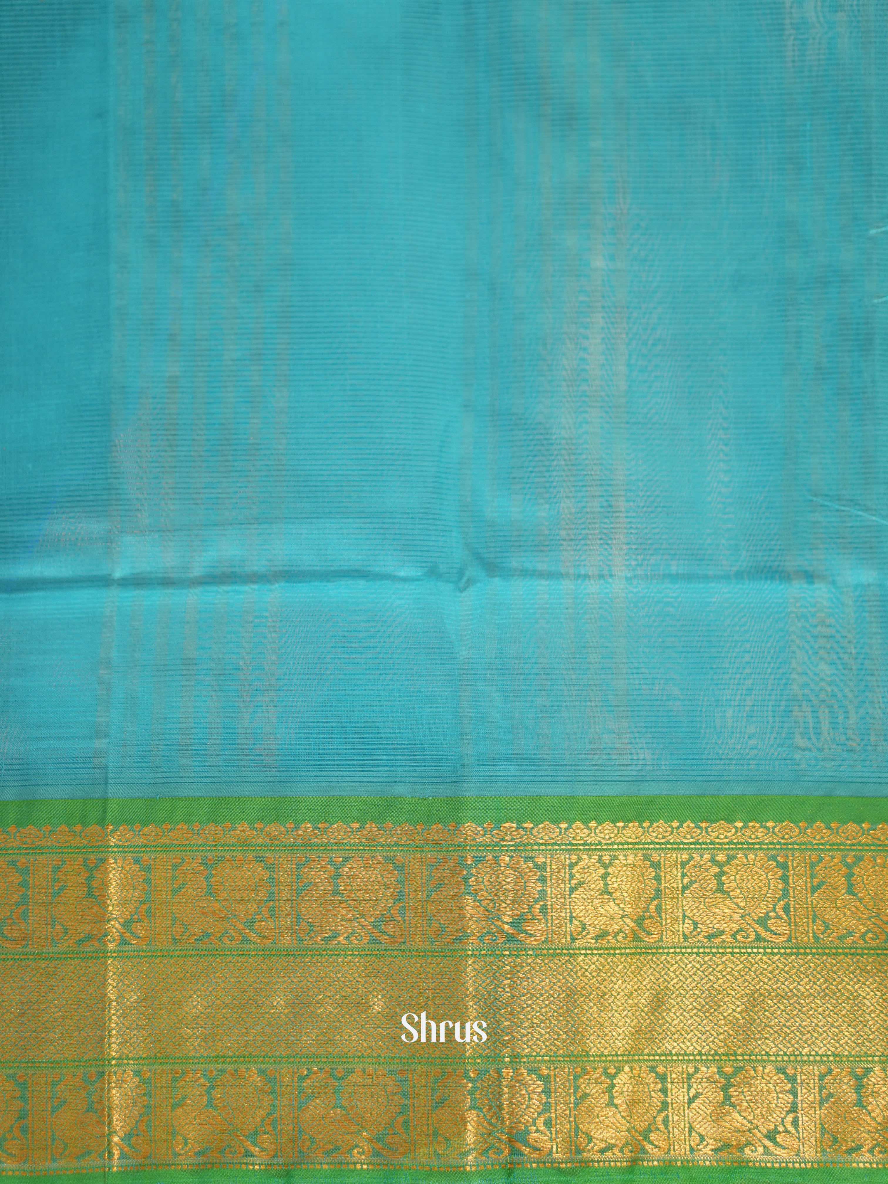 Blue & Teal - Silk Cotton Saree - Shop on ShrusEternity.com