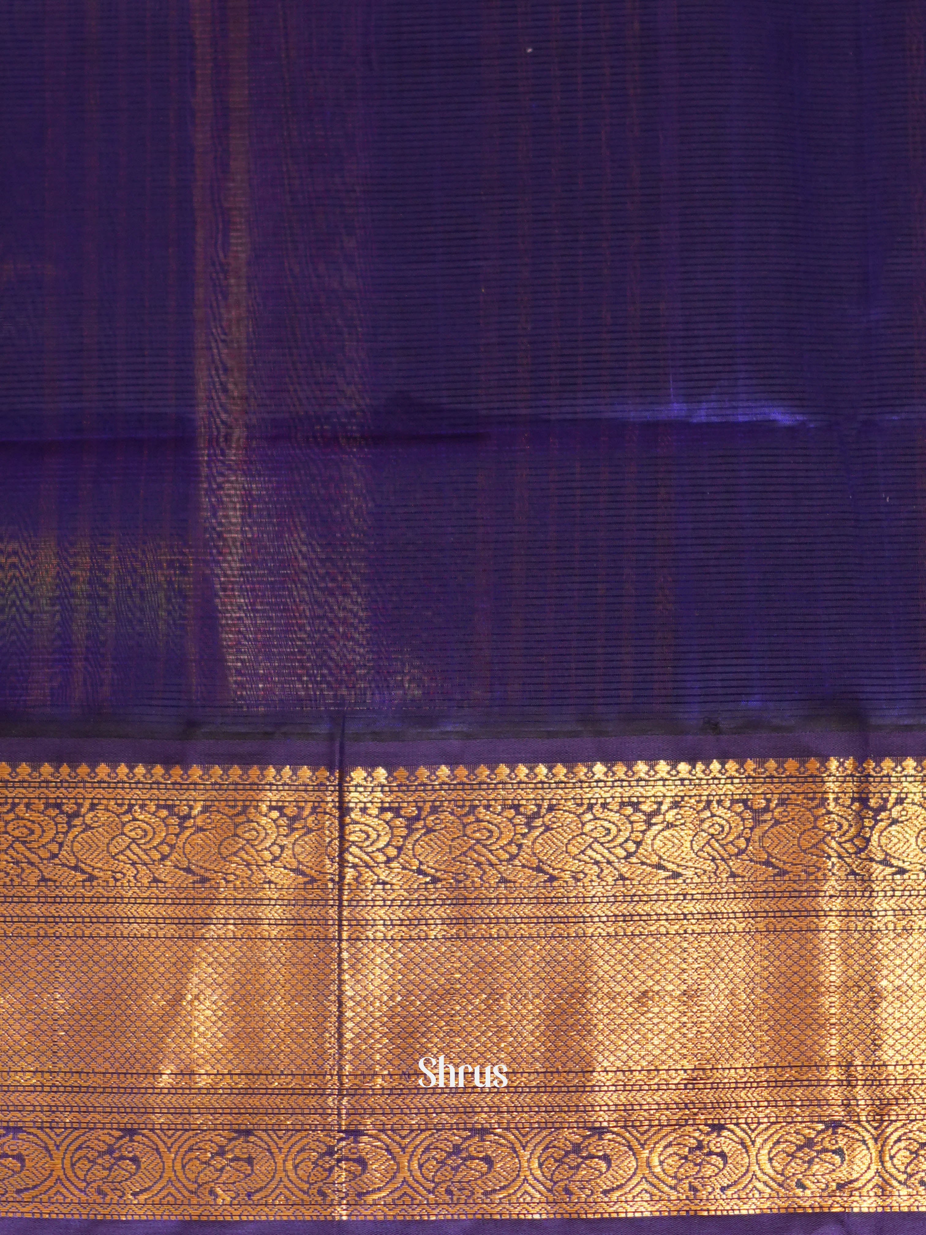 Pink & Blue - Silk Cotton Saree - Shop on ShrusEternity.com
