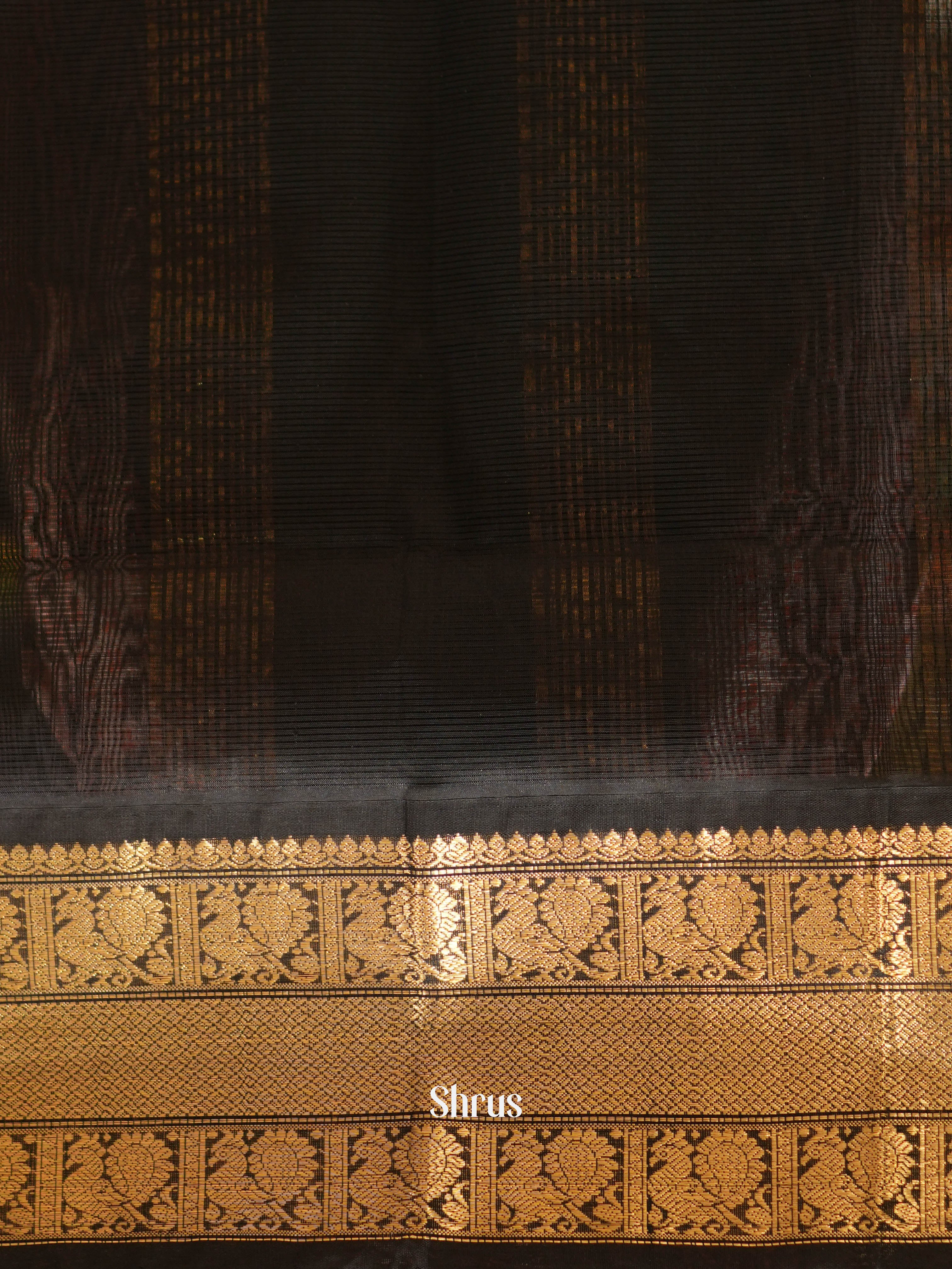 Sandal & Black - Silk Cotton Saree - Shop on ShrusEternity.com