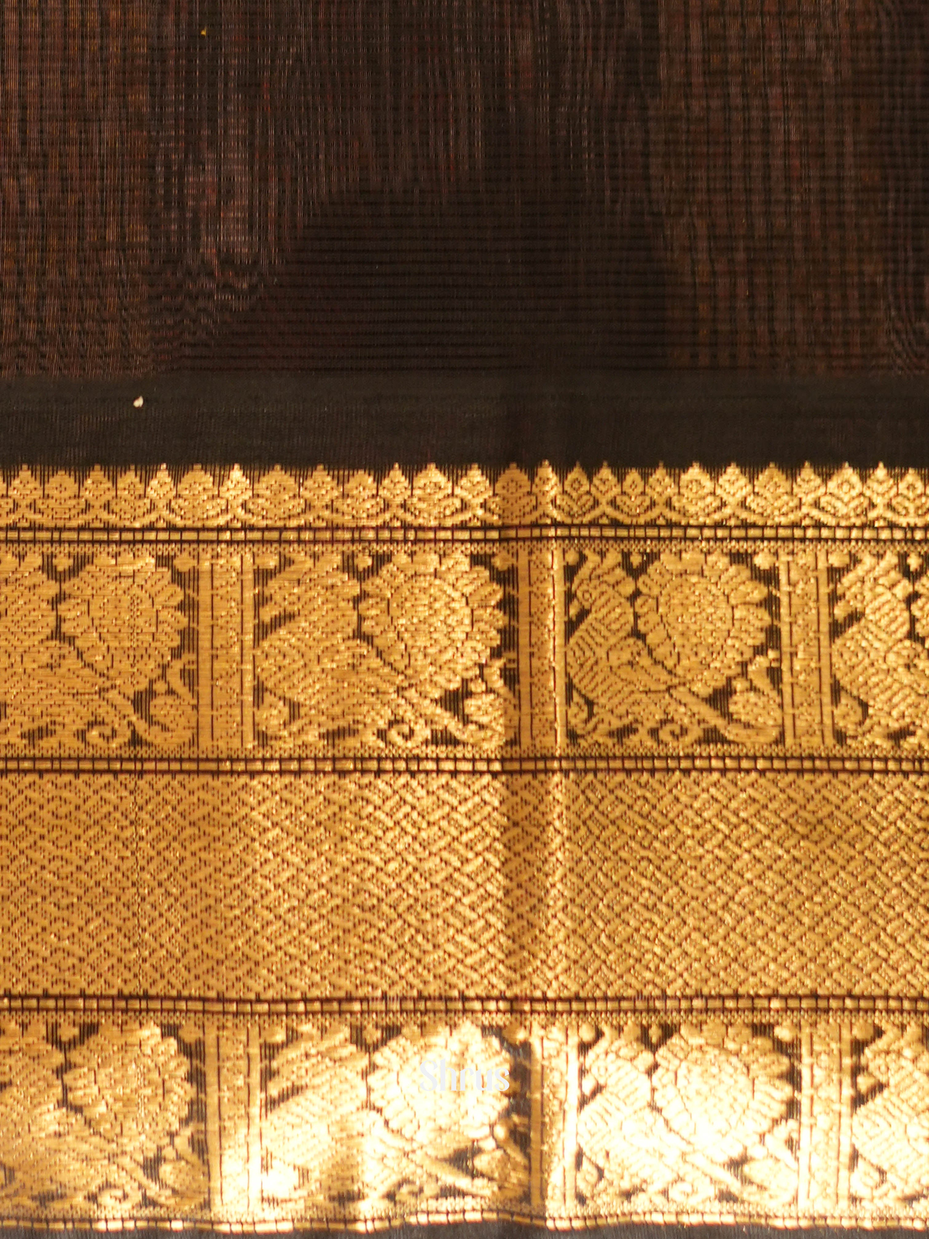 Cream & Black - Silk Cotton Saree - Shop on ShrusEternity.com