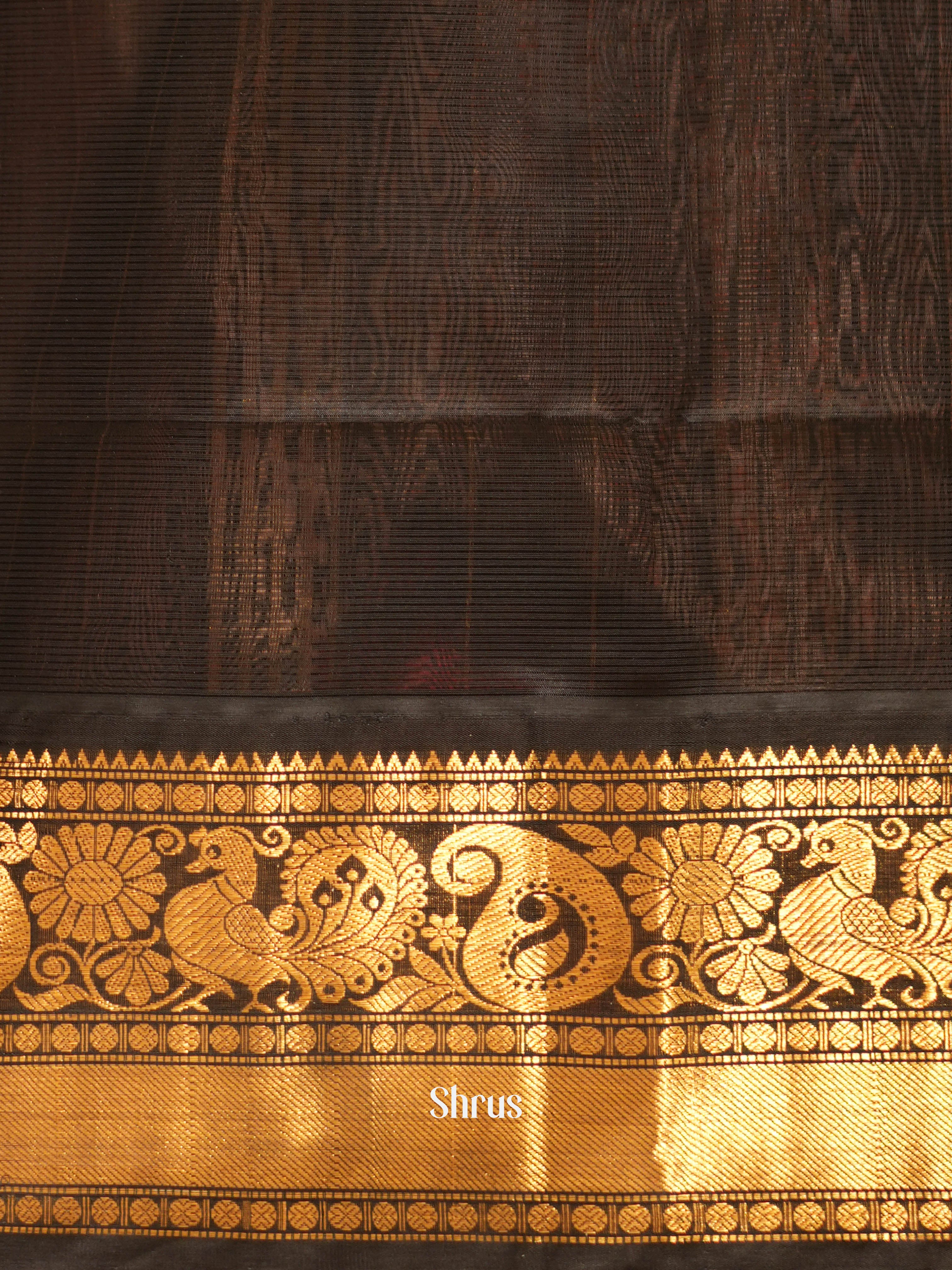 Beige & Black - Silk Cotton Saree - Shop on ShrusEternity.com