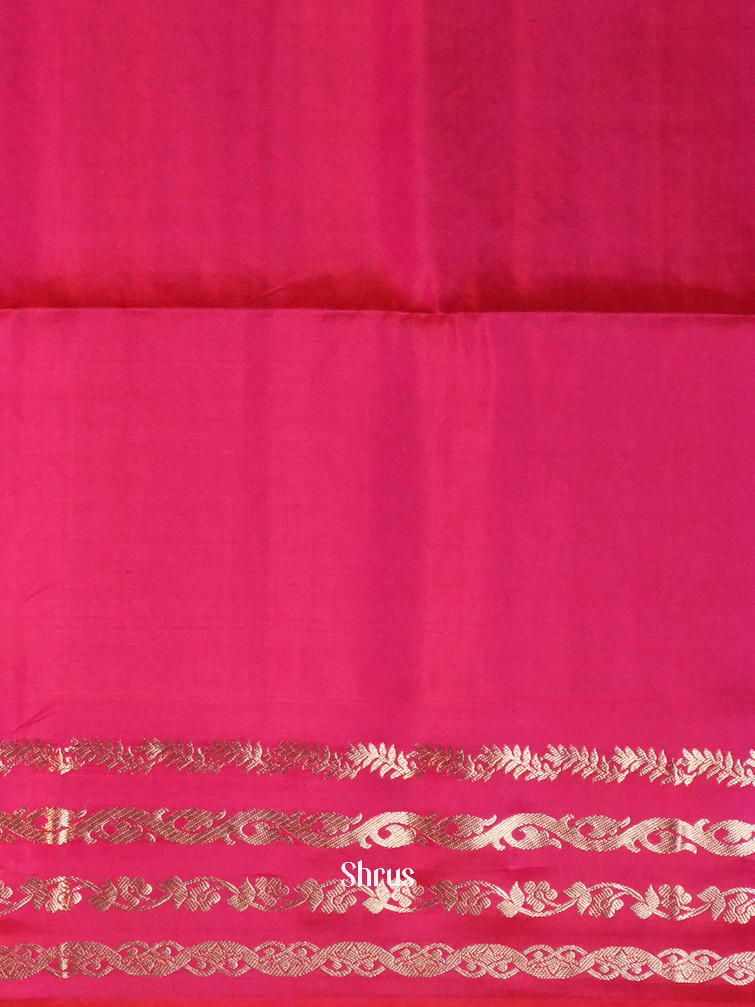 Green & Double Shaded Rosy Red - Soft Silk Saree - Shop on ShrusEternity.com