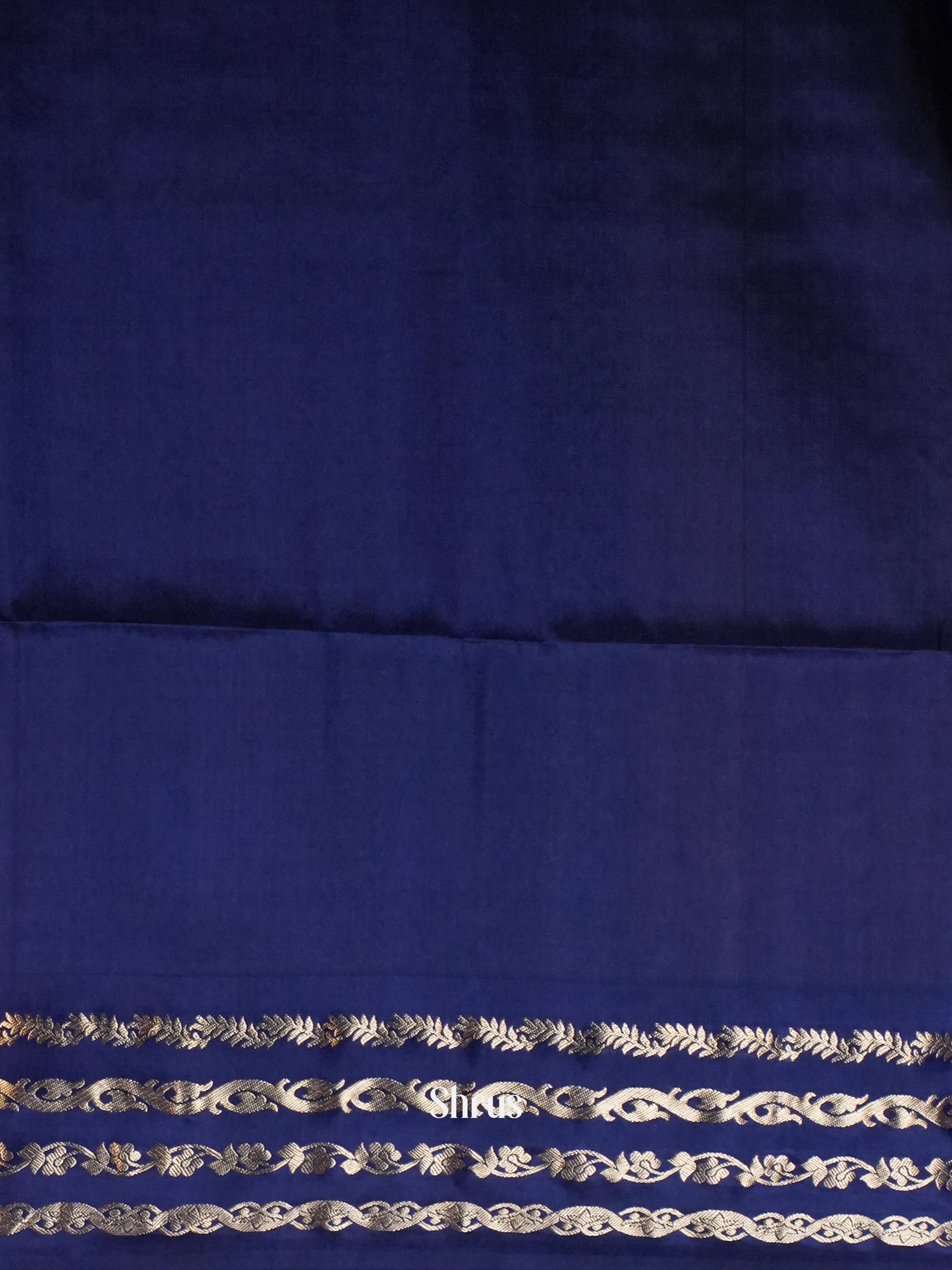 Golden Yellow & Blue - Soft Silk Saree - Shop on ShrusEternity.com