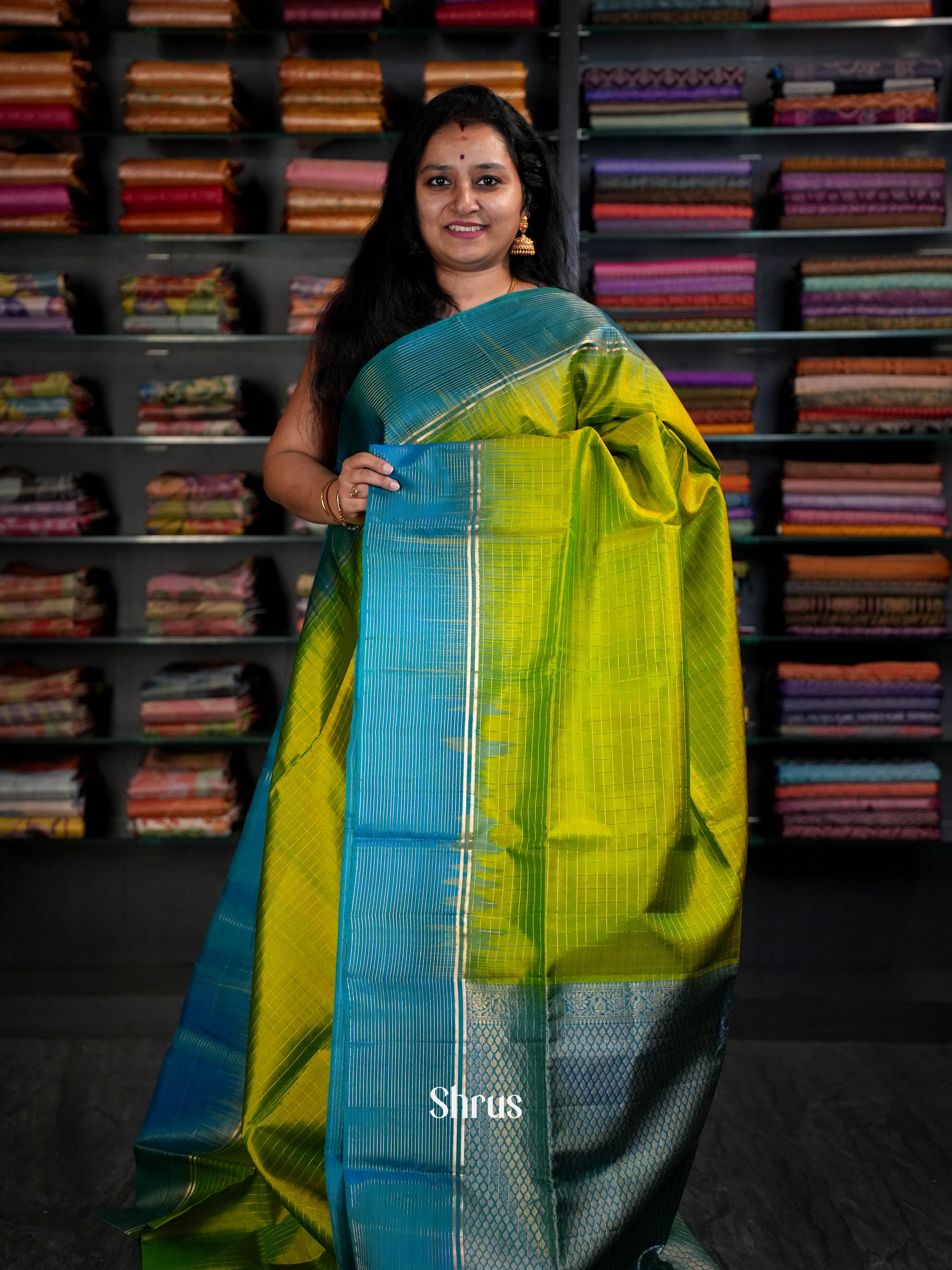 Teal & Green - Soft Silk Saree - Shop on ShrusEternity.com
