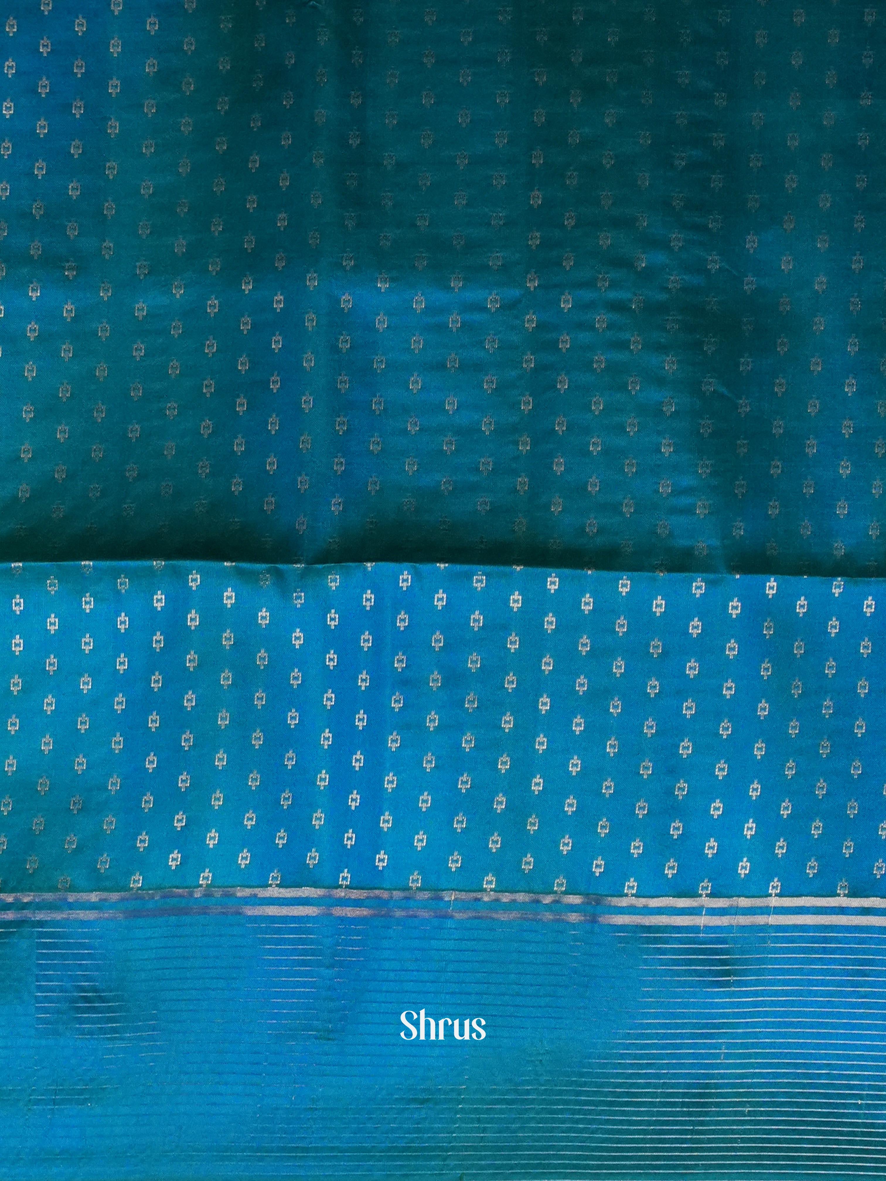 Pinkish Maroon & Double Shaded Greenish Blue - Soft Silk Saree - Shop on ShrusEternity.com